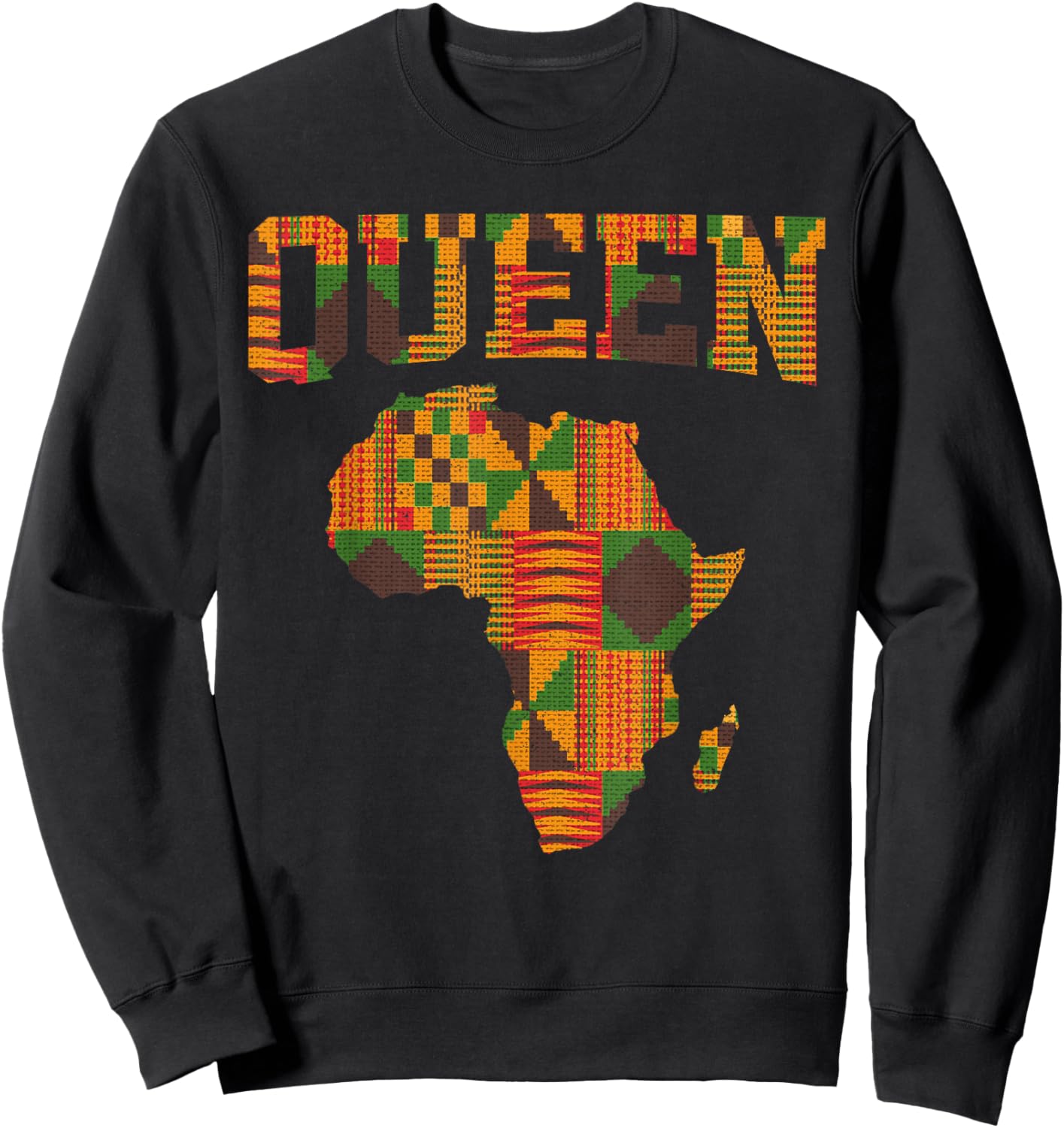 African Queen Art Girls Kente Cloth African Print Sweatshirt - Sweatshirt | Black