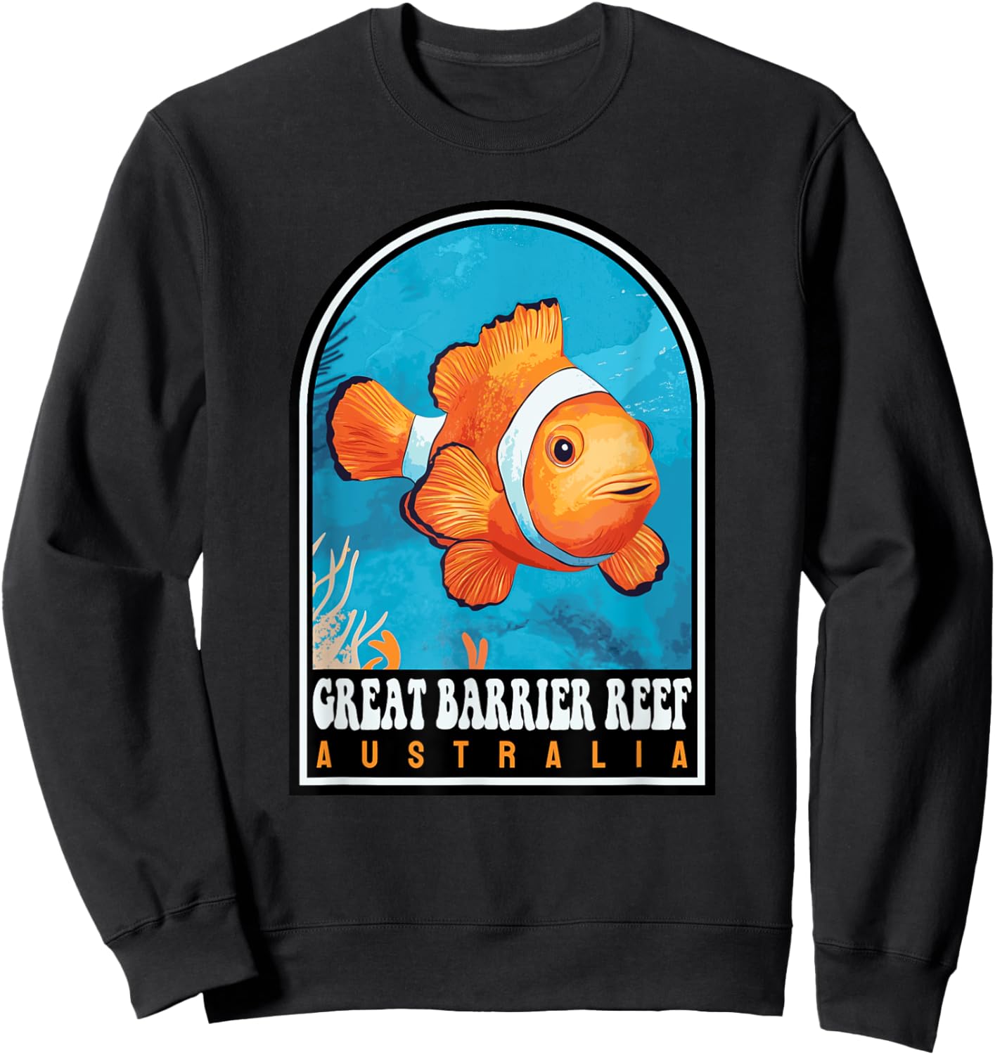 Great Barrier Reef Australia Clownfish Retro Travel Sweatshirt - Sweatshirt | Black