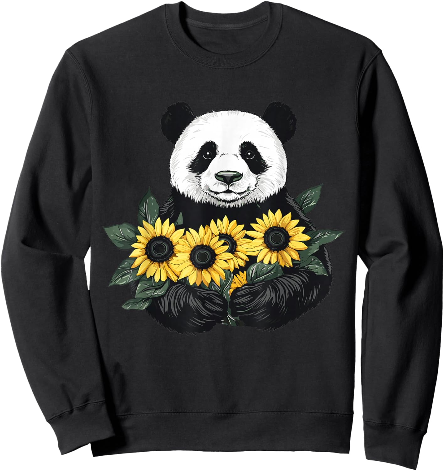 Panda bear with sunflowers, Panda Bear Sweatshirt - Sweatshirt | Black