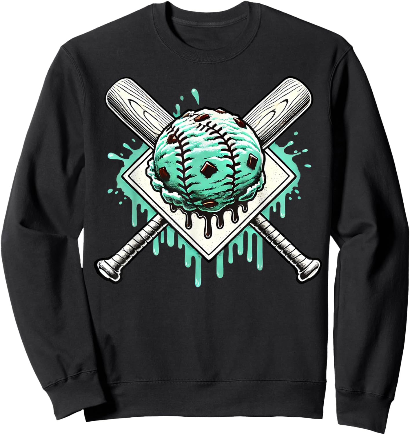Baseball Home Plate Drip Boys Mint Chocolate Chip Spinkle Sweatshirt - Sweatshirt | Black