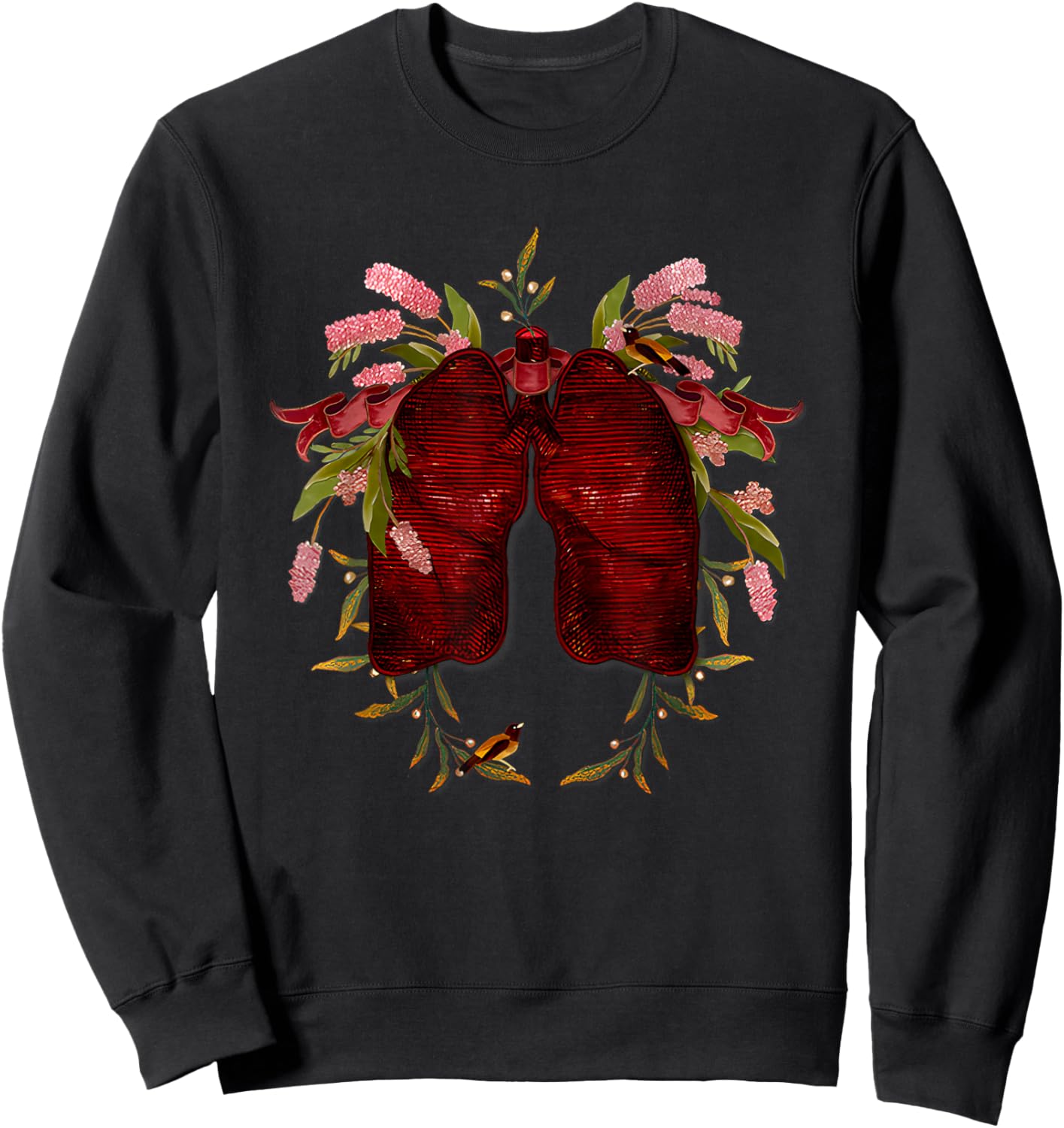 Natural Maroon Lungs Funny Women Sweatshirt - Sweatshirt | Black