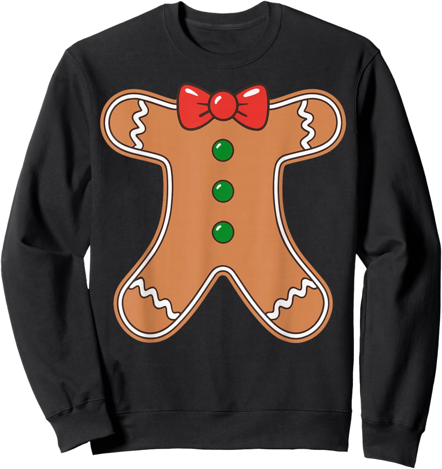 Gingerbread Man Shirt Adult Kids Men Women Cookie Costume Sweatshirt - Sweatshirt | Black