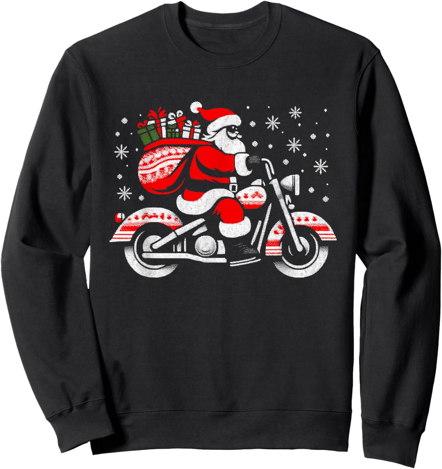 Santa Claus Biker - Vintage Motorcycle Xmas Christmas Lover Sweatshirt - Sweatshirt | Black