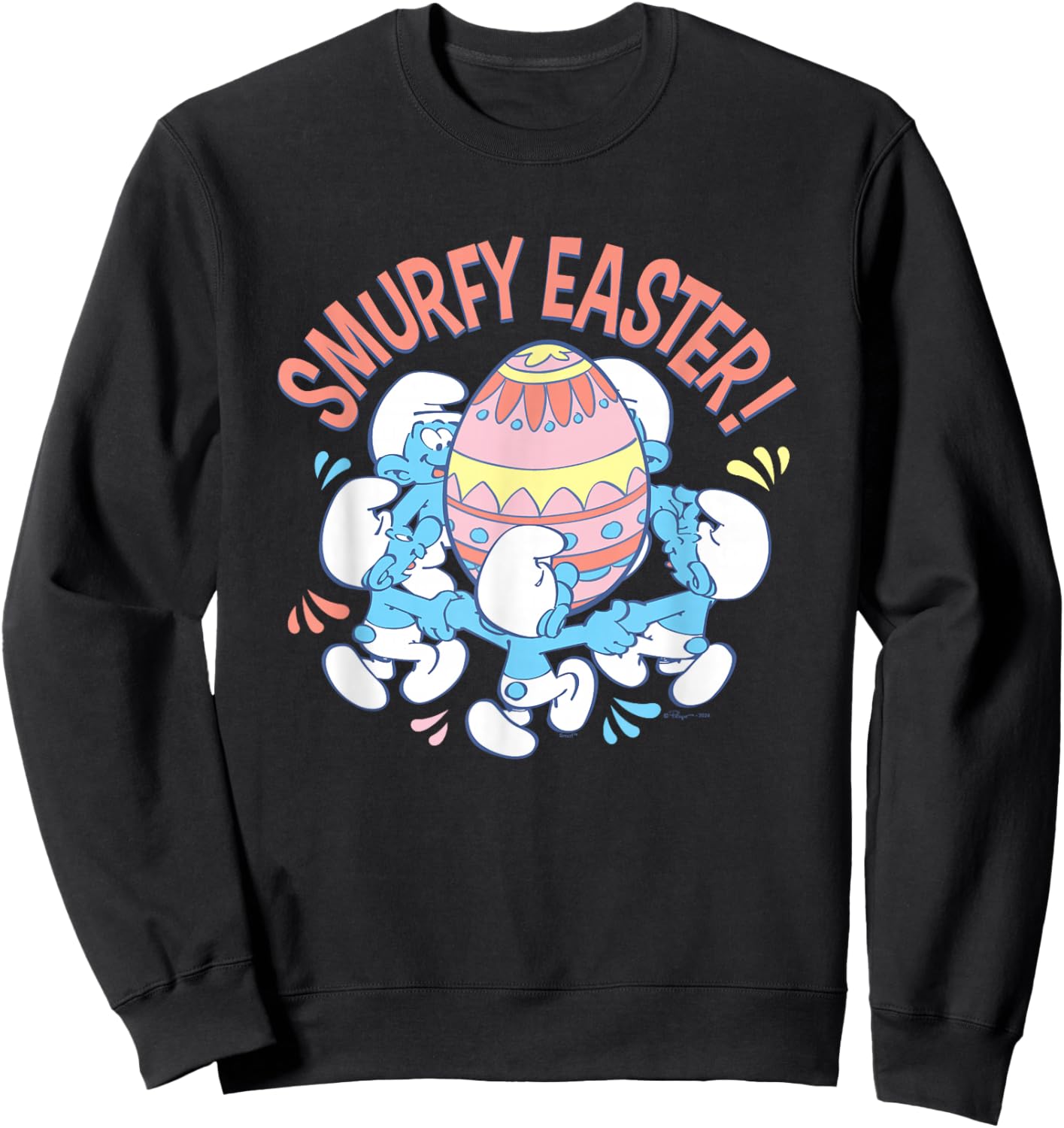 The Smurfs Smurfy Easter Dancing Around Egg Sweatshirt - Sweatshirt | Black