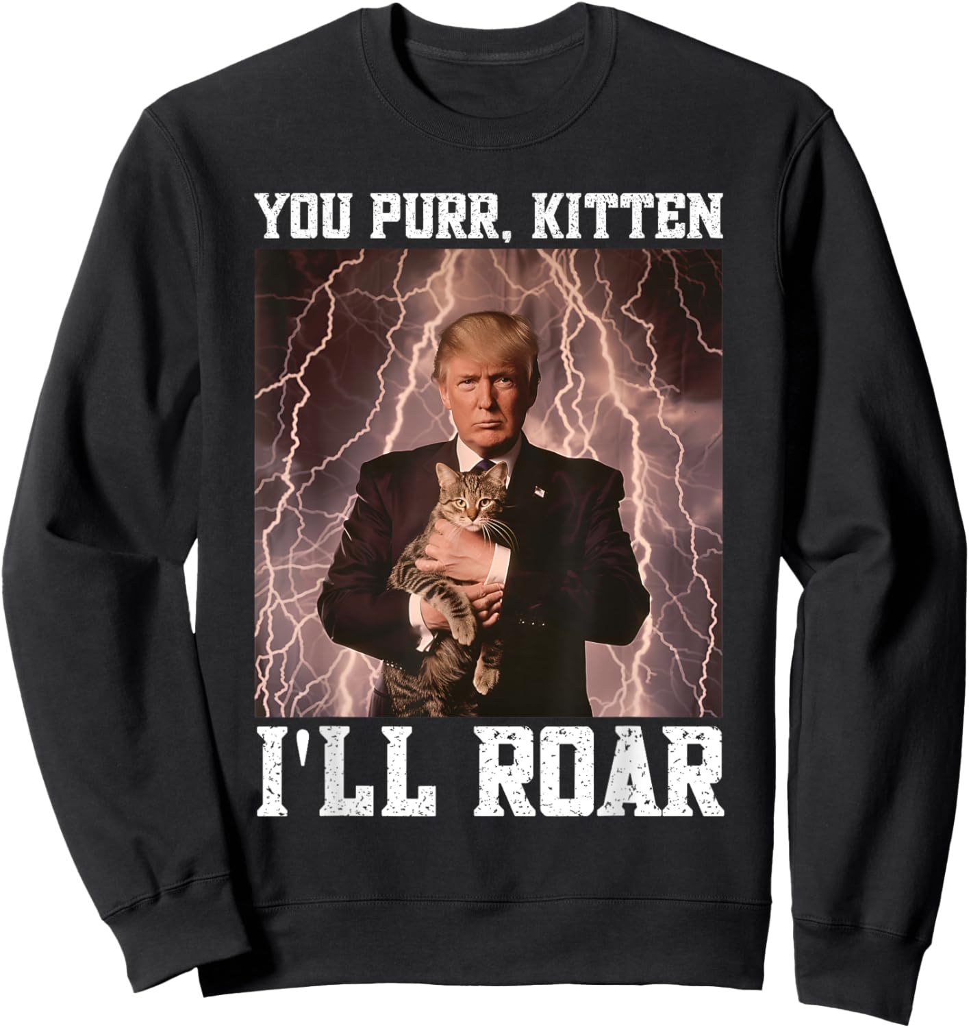 Cringy Alpha Trump Kitten Meme Cat Protector Cringe Trump Women Sweatshirt - Sweatshirt | Black