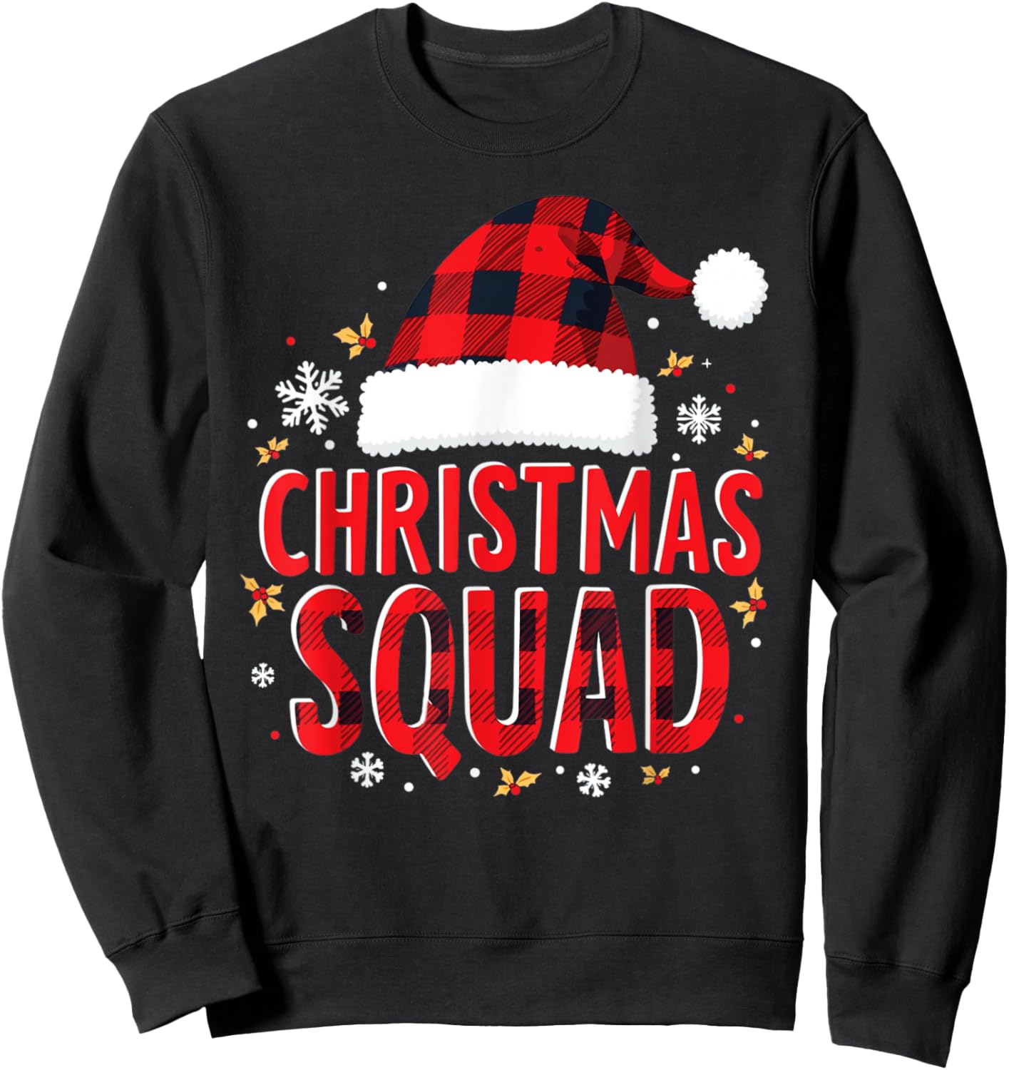 Christmas Squad Family Group Matching Christmas Pajama Sweatshirt - Sweatshirt | Black