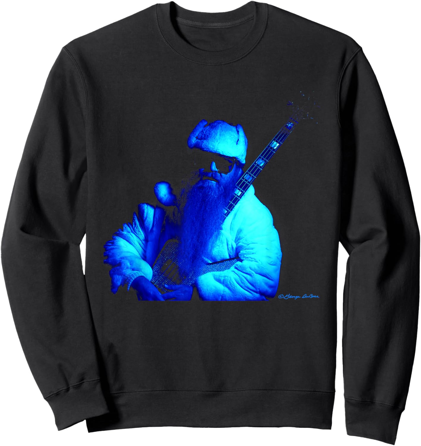 Dusty Hill ZZ Top Bass Player By George DuBose Sweatshirt - Sweatshirt | Black