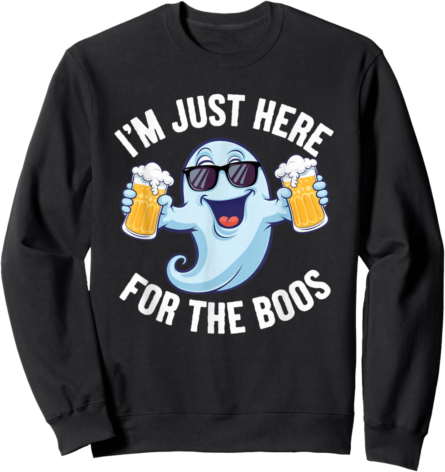 I'm Just Here For The Boos Funny Halloween Ghost Boo Costume Sweatshirt - Sweatshirt | Black