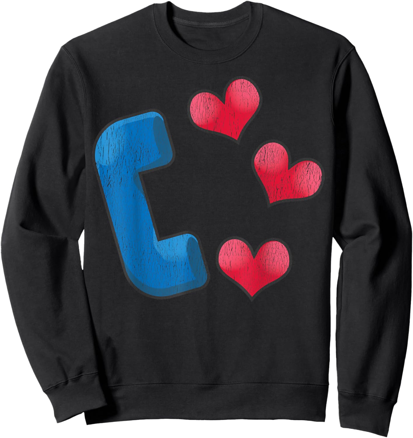 Loves Calls Phone And Hearts Love Connection Sweatshirt - Sweatshirt | Black