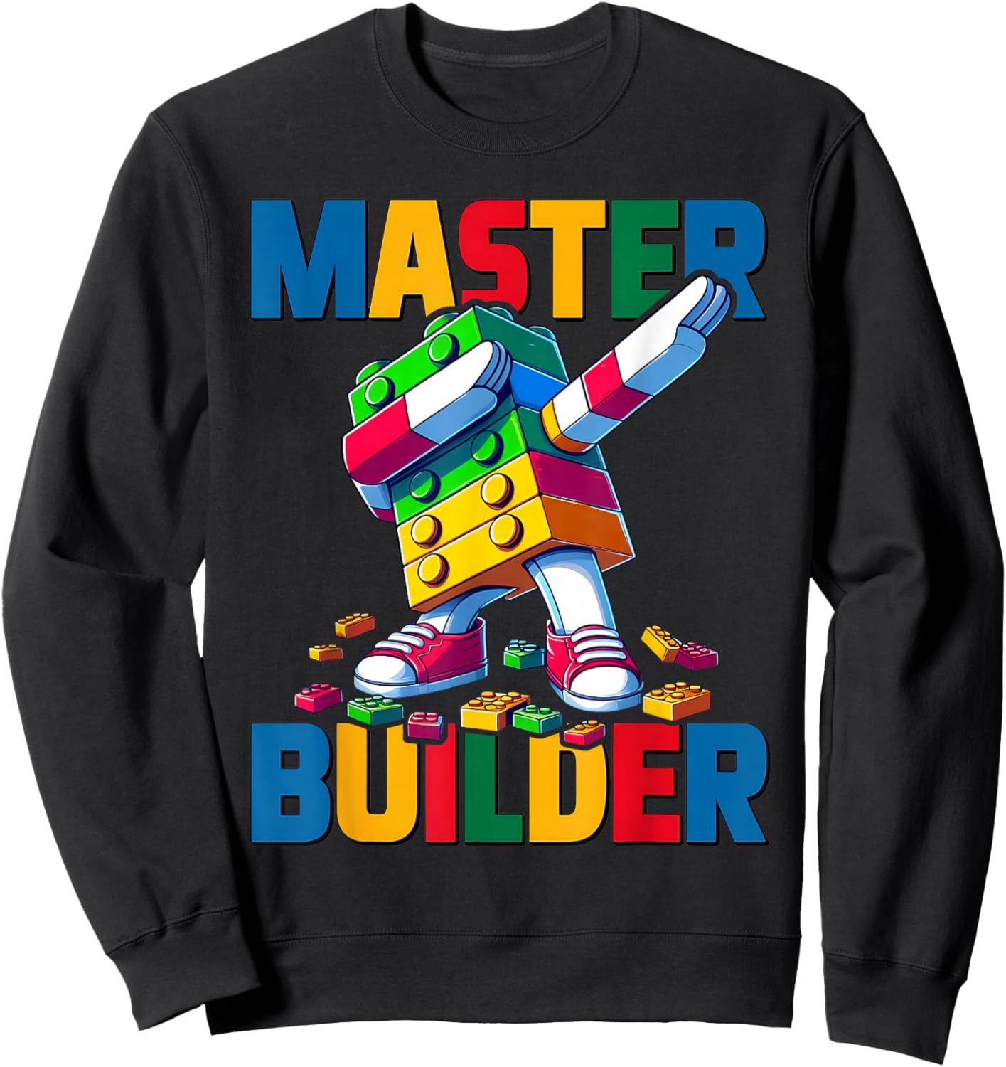 Dabbing Blocks Bricks Building Kids Boys Fun Master Builder Sweatshirt - Sweatshirt | Black
