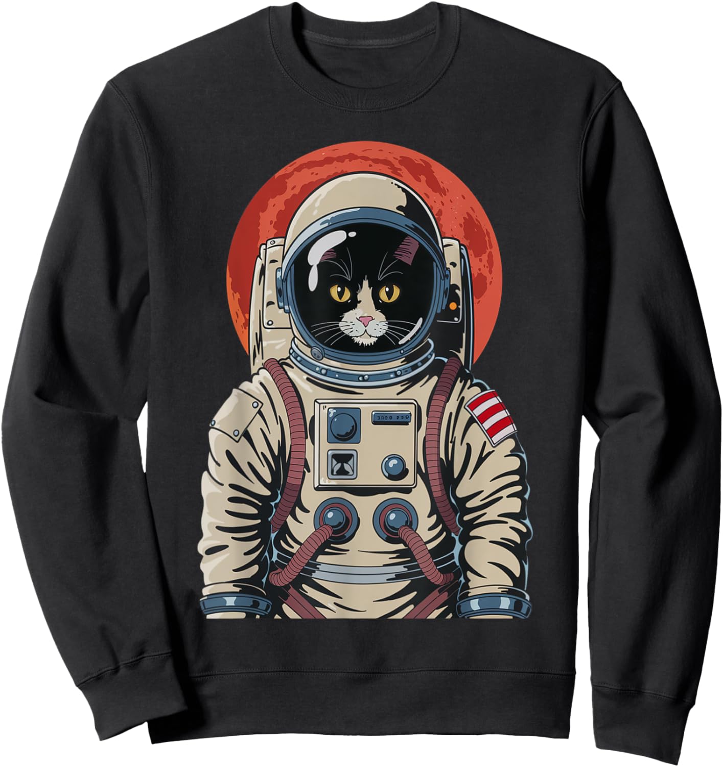 Space Cat Astronaut Helmet Graphic Cat Space Cosmic Women Kids Sweatshirt - Sweatshirt | Black