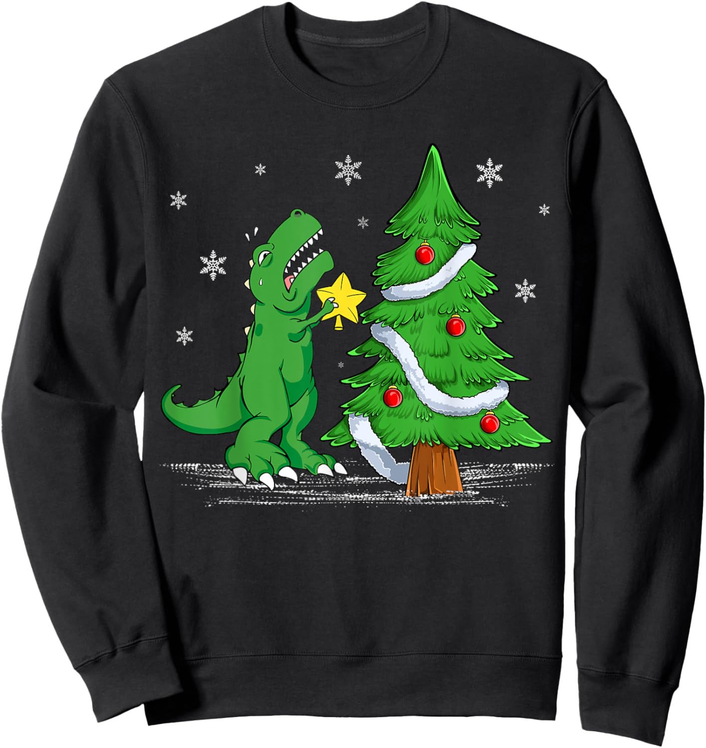 Funny Struggle Is Real Dinosaur T-Rex Dino Christmas Tree Sweatshirt - Sweatshirt | Black