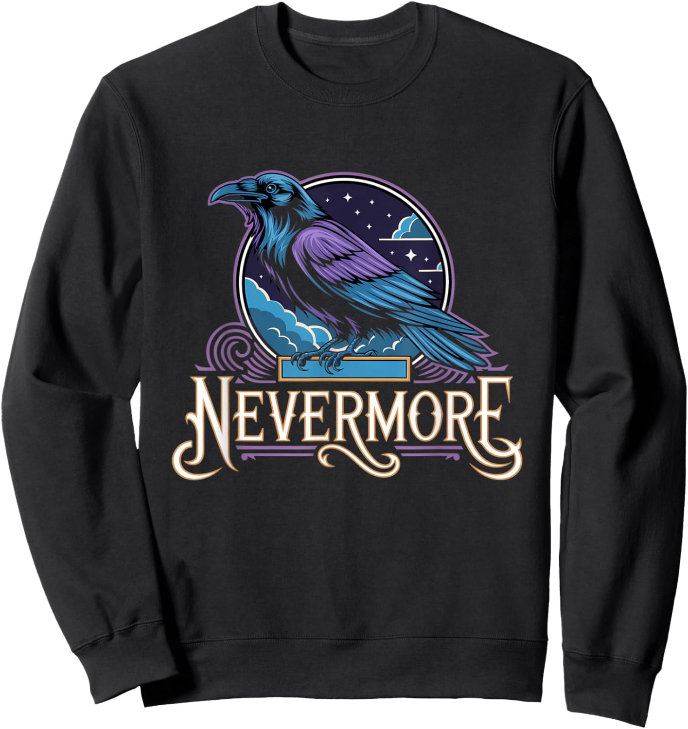 Nevermore Gothic Raven Literary Quote Design Sweatshirt - Sweatshirt | Black