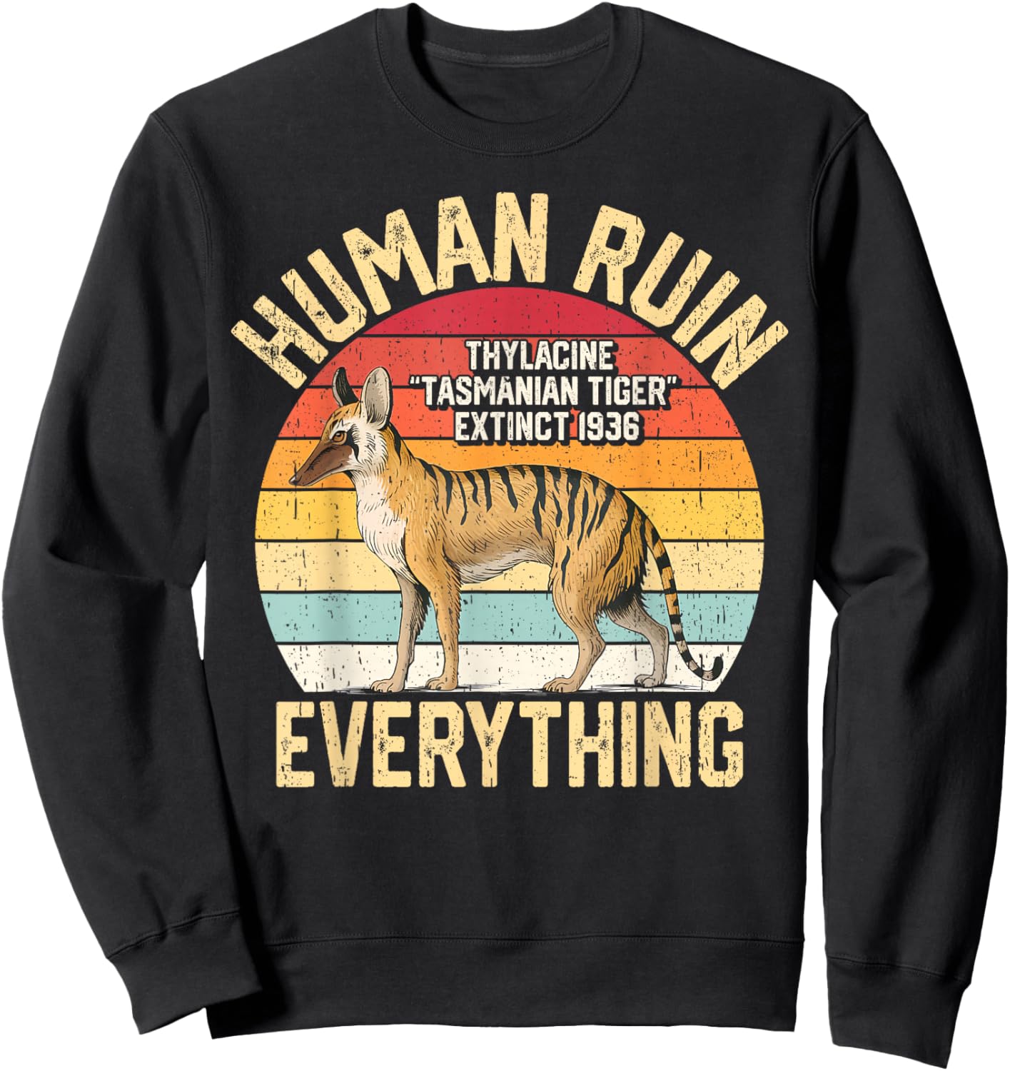 Tasmanian Tigers Thylacine Wolf Australian Extinct Sweatshirt - Sweatshirt | Black