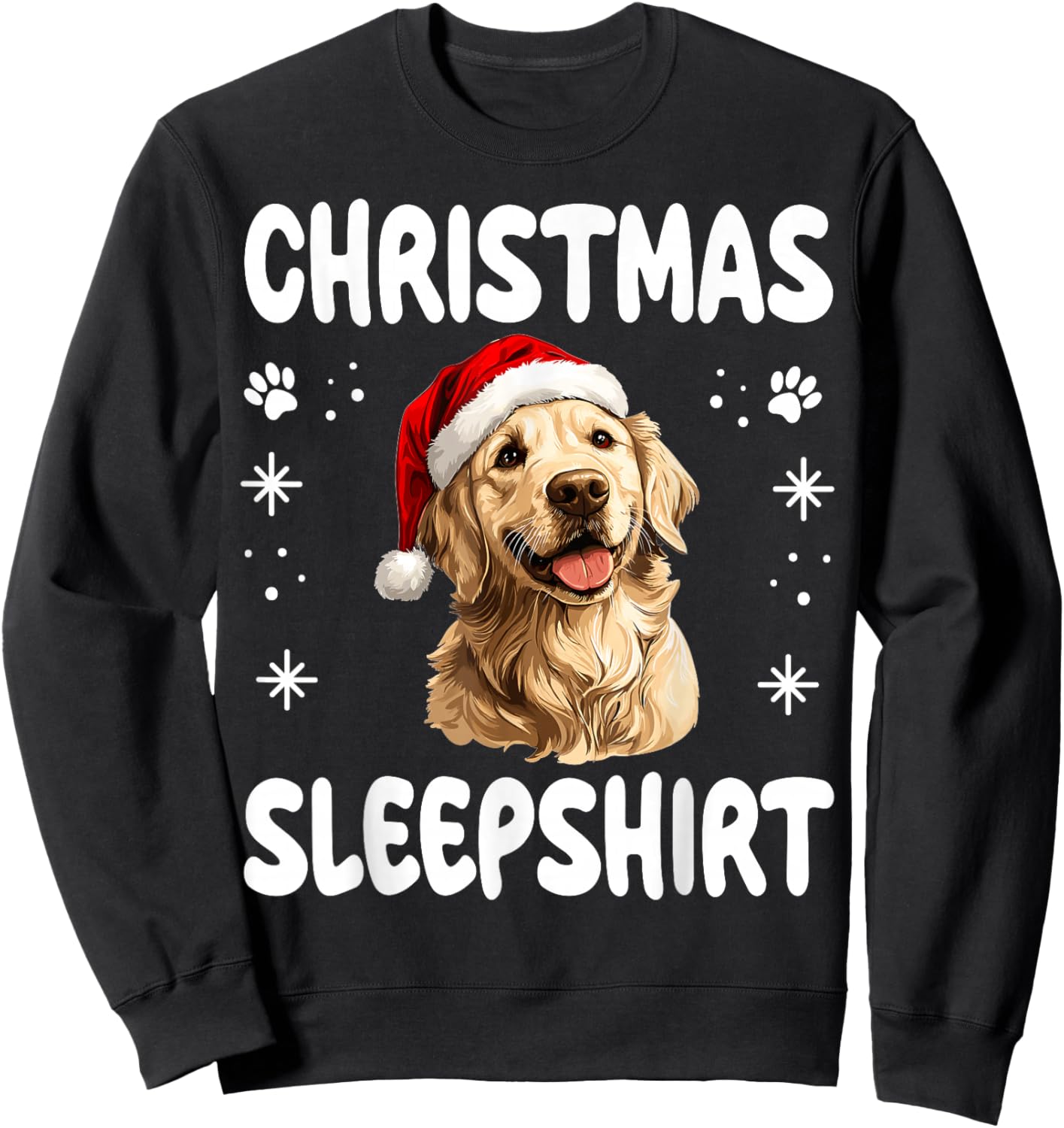 Golden Retriever Dog Nightgown Pajama Christmas Sleepshirt Sweatshirt - Sweatshirt | Black