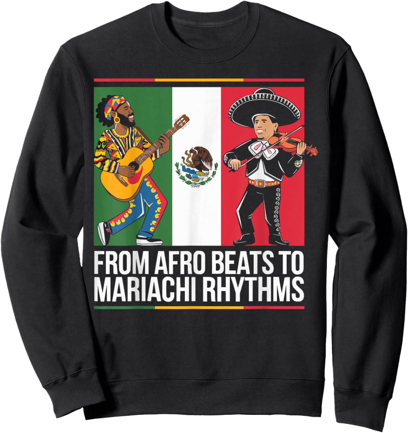 Half Mexican Half African American USA Flag Black America Sweatshirt - Sweatshirt | Black