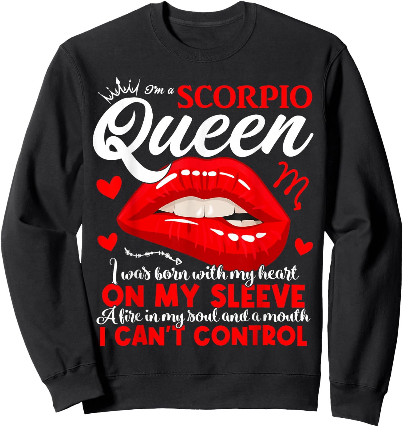 Scorpio Queen Scorpio Zodiac Sign Women Girls Lady Birthday Sweatshirt - Sweatshirt | Black