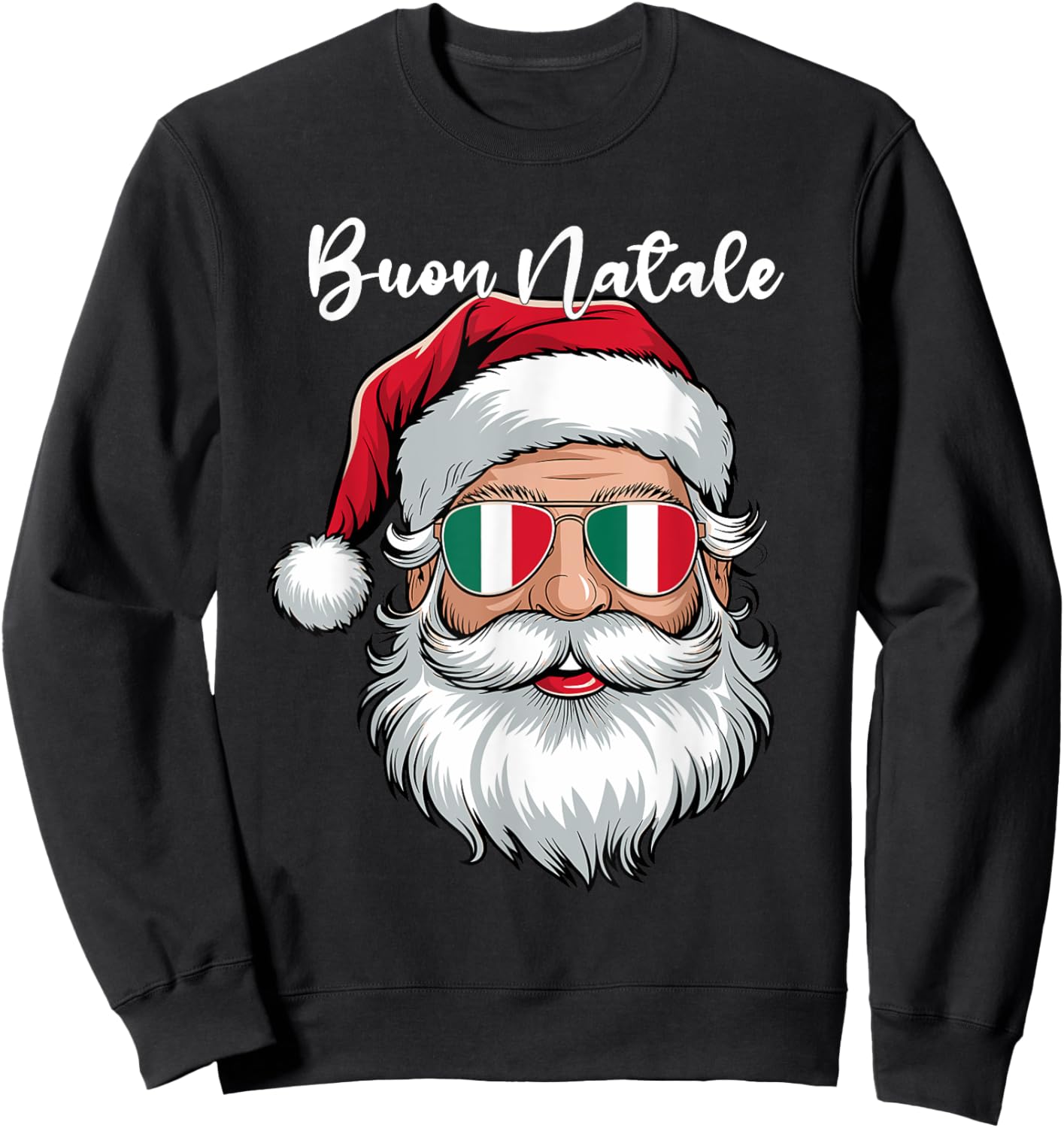 Buon Natale Italian Family Christmas, Italy Pride Holiday Sweatshirt - Sweatshirt | Black
