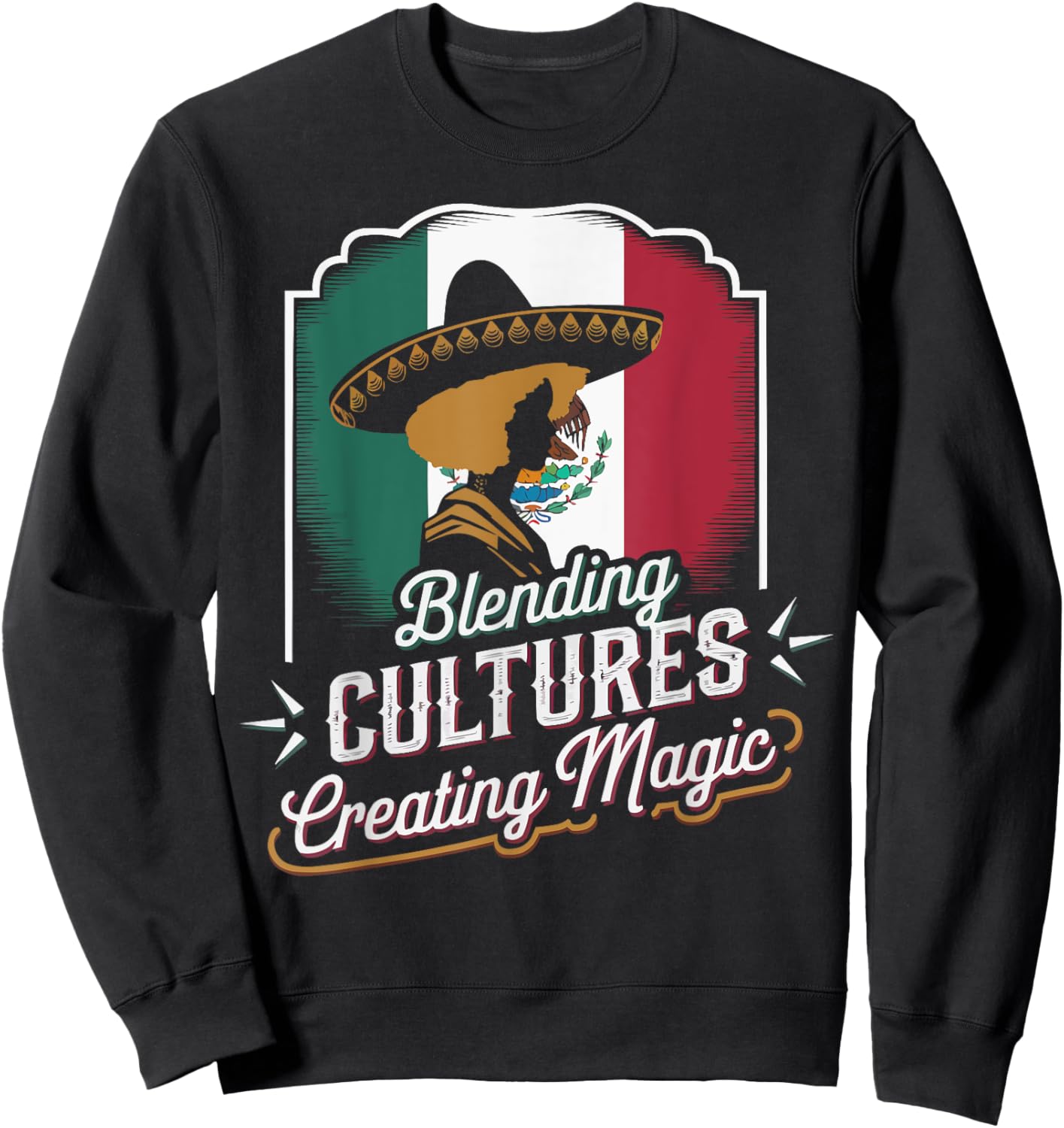 Half Mexican Half African American USA Flag Black America Sweatshirt - Sweatshirt | Black