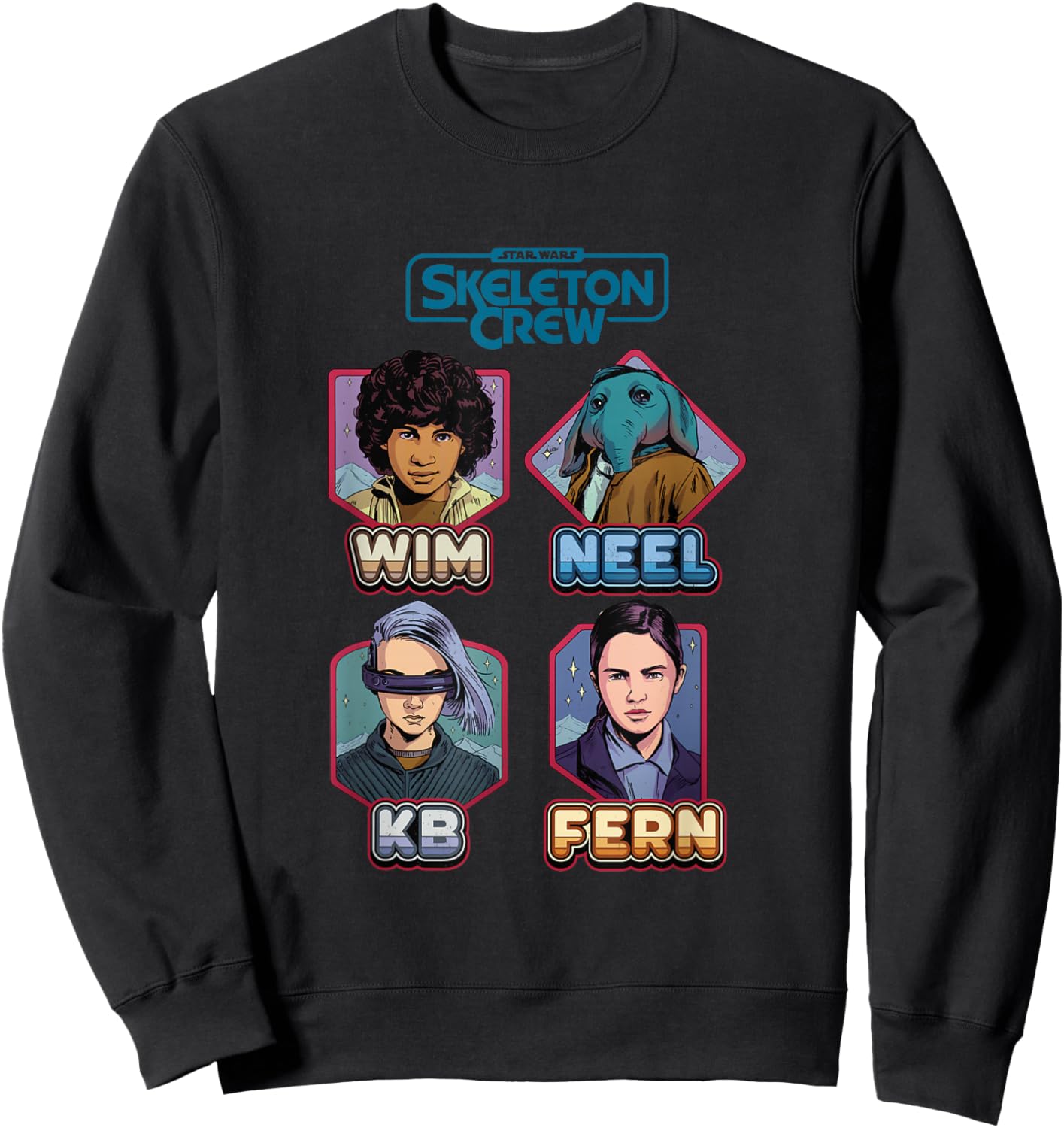 Star Wars Skeleton Crew Vintage Character Box Ups Sweatshirt - Sweatshirt | Black