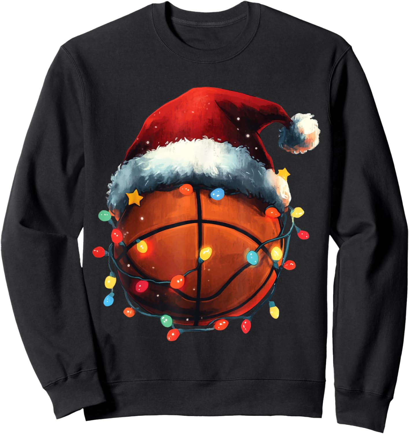 Basketball Player Xmas Santa Hat Basketball Funny Christmas Sweatshirt - Sweatshirt | Black