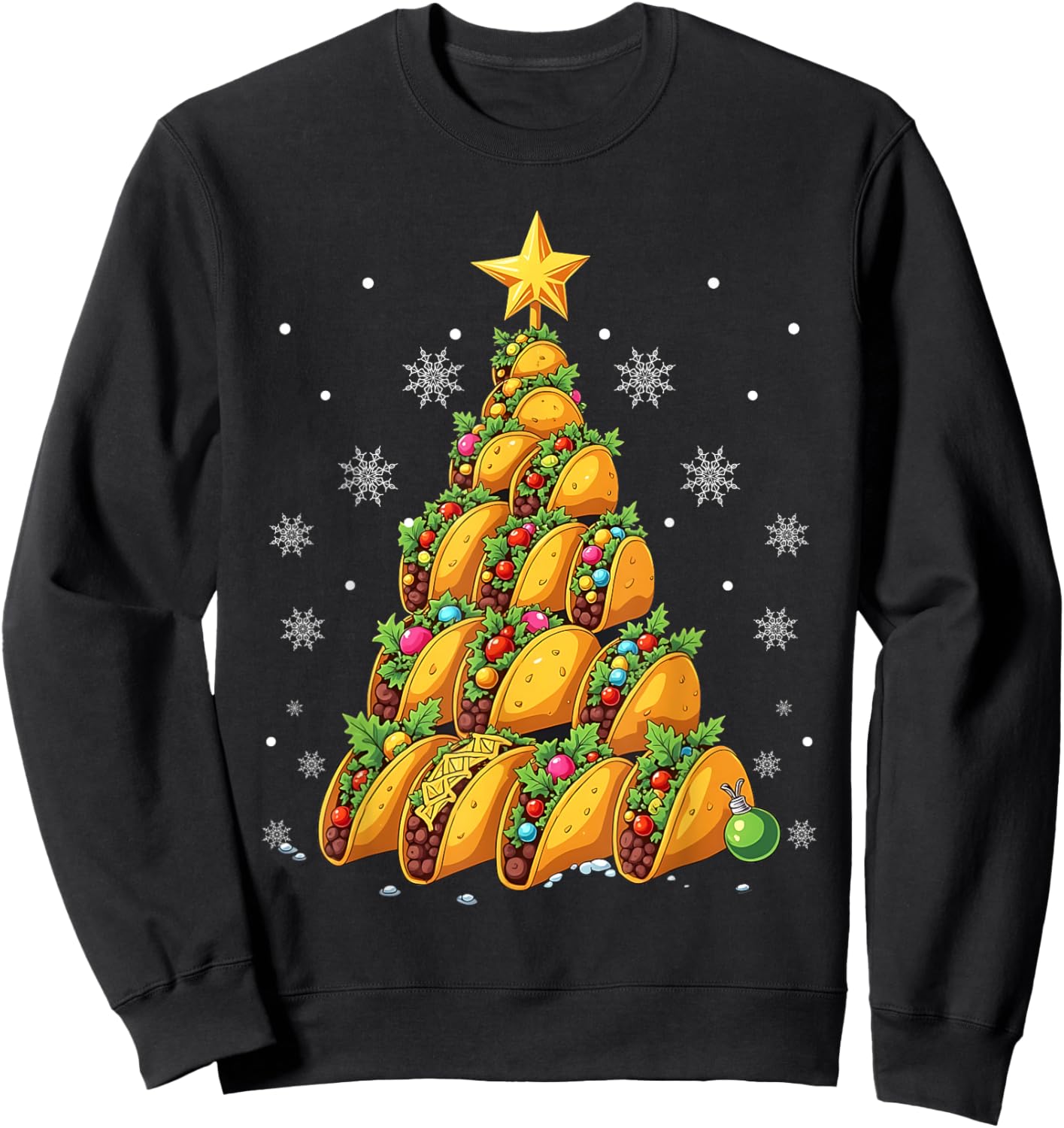 Taco Christmas Tree Xmas Mexican Food Men Women Kids Sweatshirt - Sweatshirt | Black