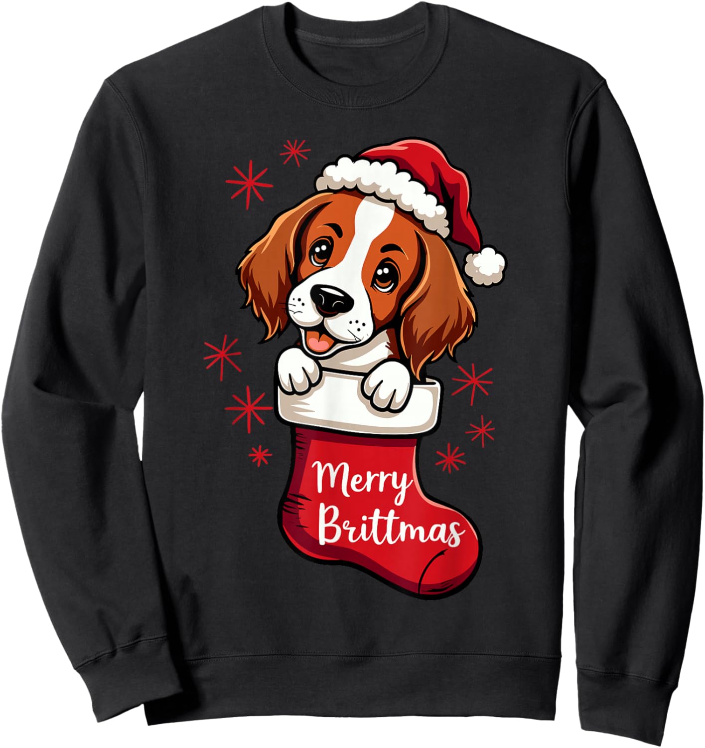 Brittany spaniel Dog Christmas 2024 Funny Sweatshirt - Sweatshirt | Black