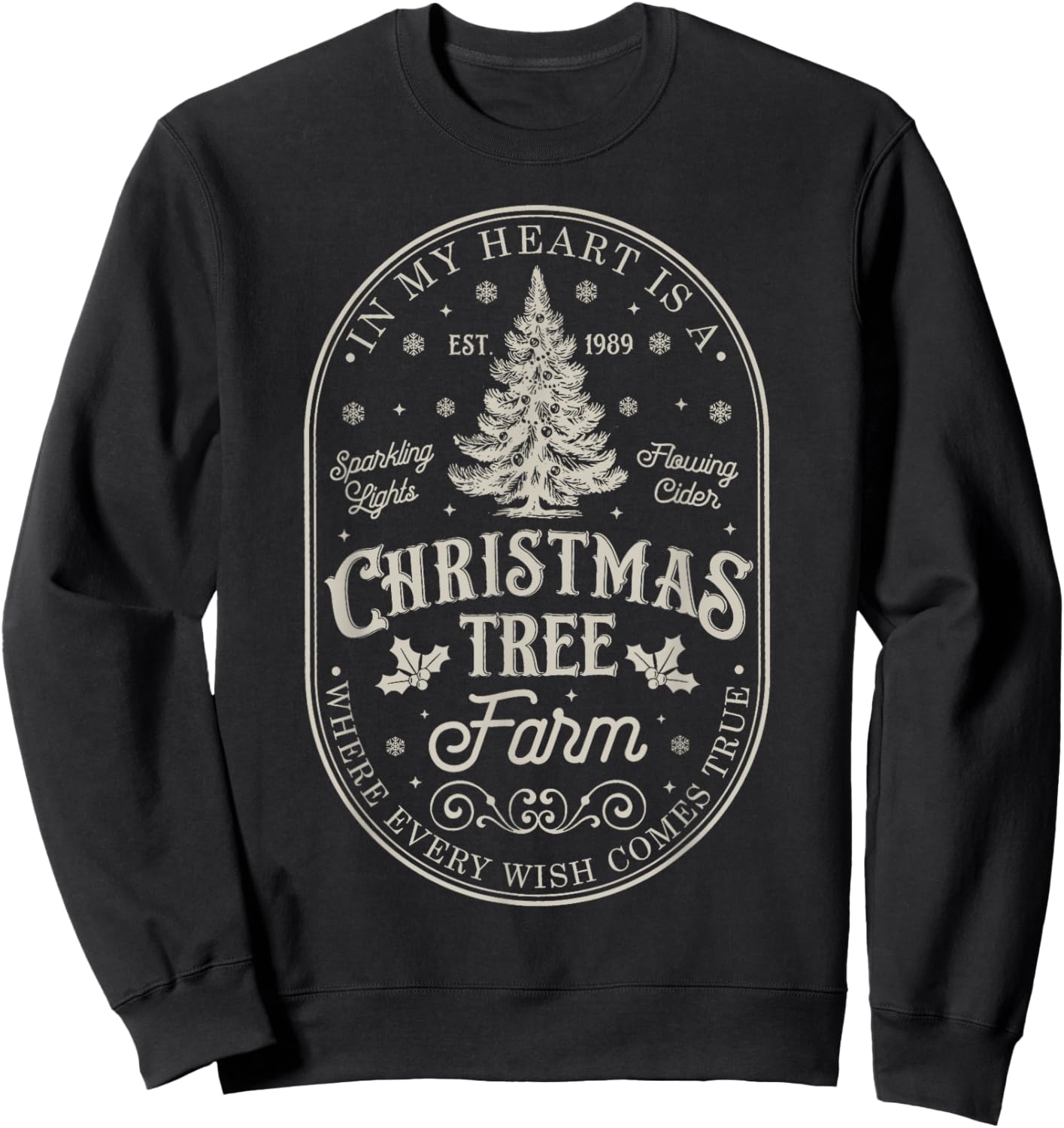 In My Heart Is A Christmas Xmas Tree Farm Vintage Clothing Sweatshirt - Sweatshirt | Black