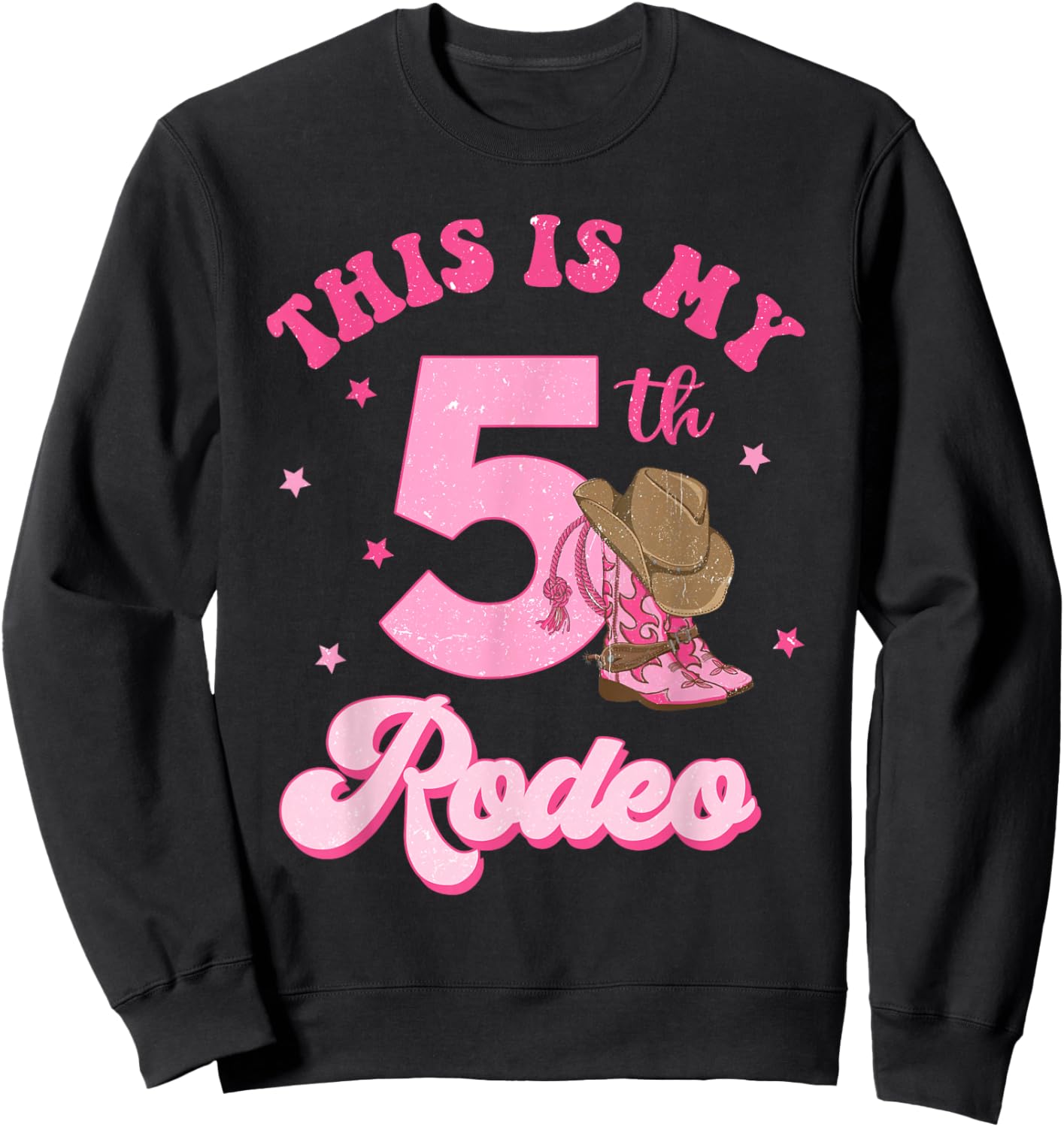 This Is My 5th Rodeo Western Cowgirl 5 Year Old Birthday Sweatshirt - Sweatshirt | Black