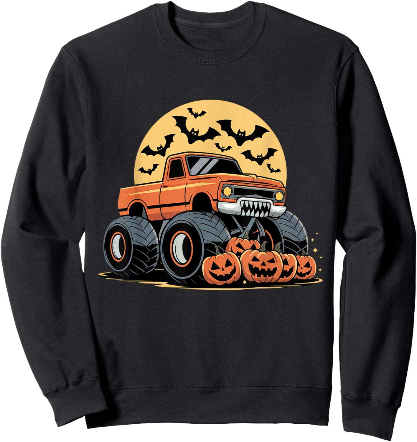 Halloween Shirts for Kids Boys Monster Truck Pumpkins Sweatshirt - Sweatshirt | Black