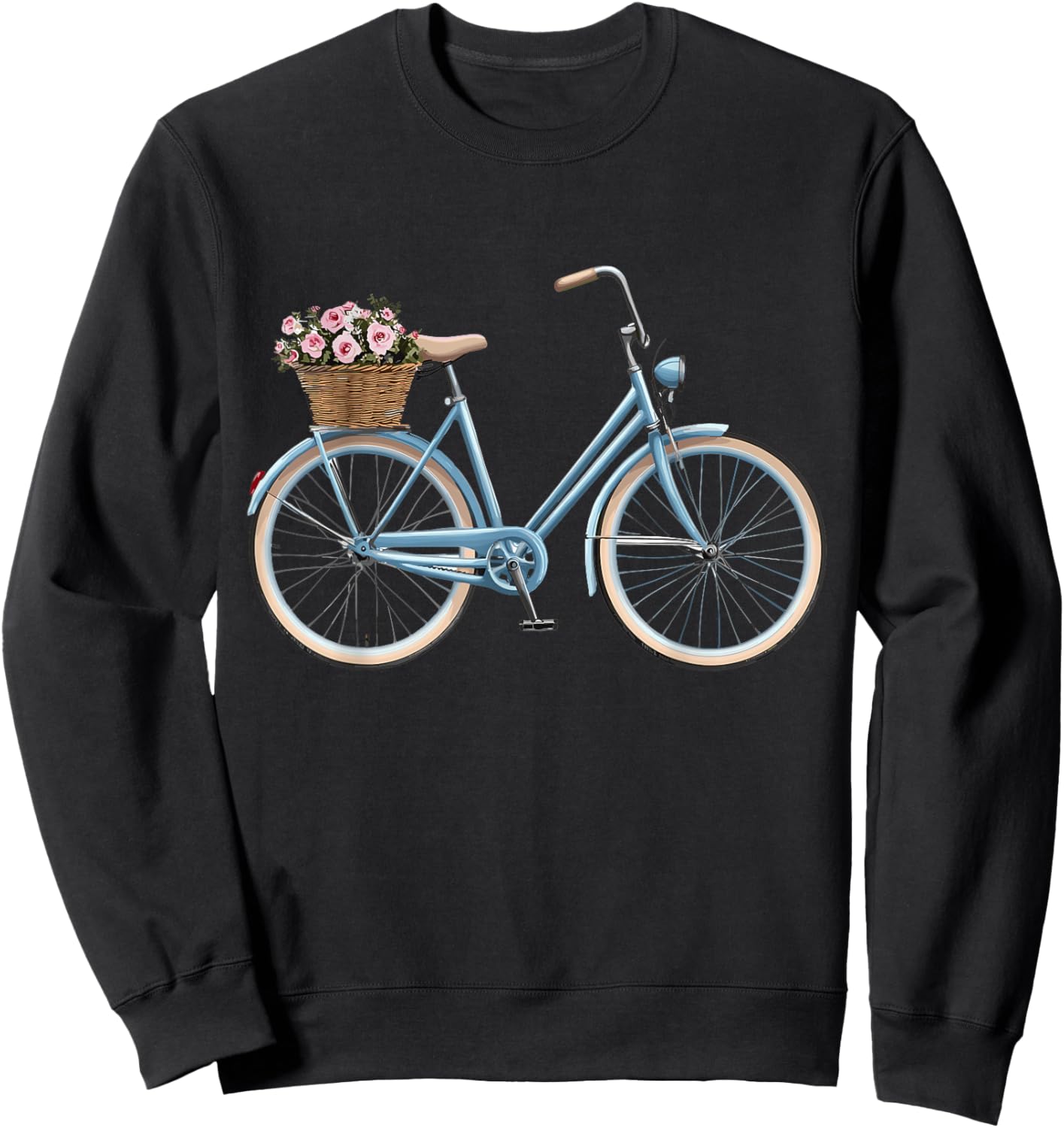 Bicycle with Basket of Flowers, Cyclist Sweatshirt - Sweatshirt | Black