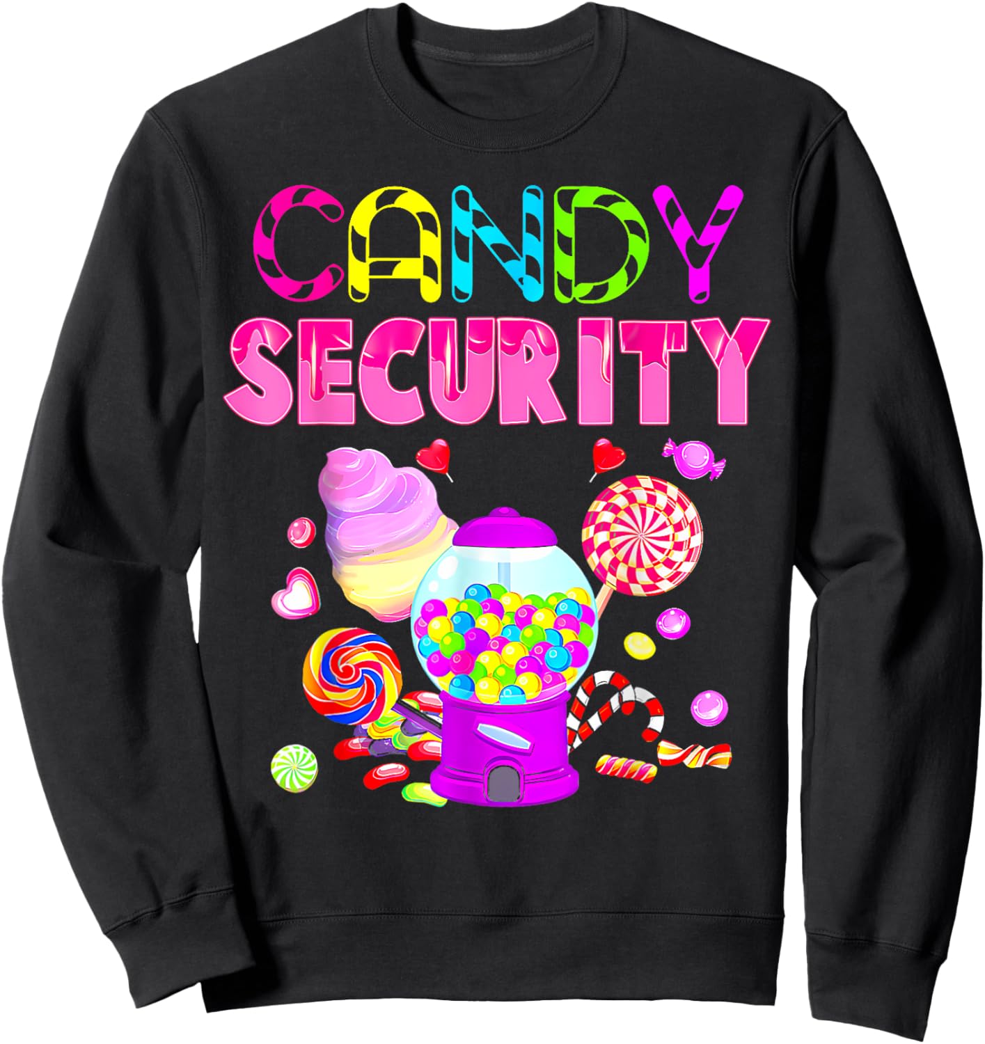 Candy Land Costume Women Candy Crew Funny Candy Security Sweatshirt - Sweatshirt | Black