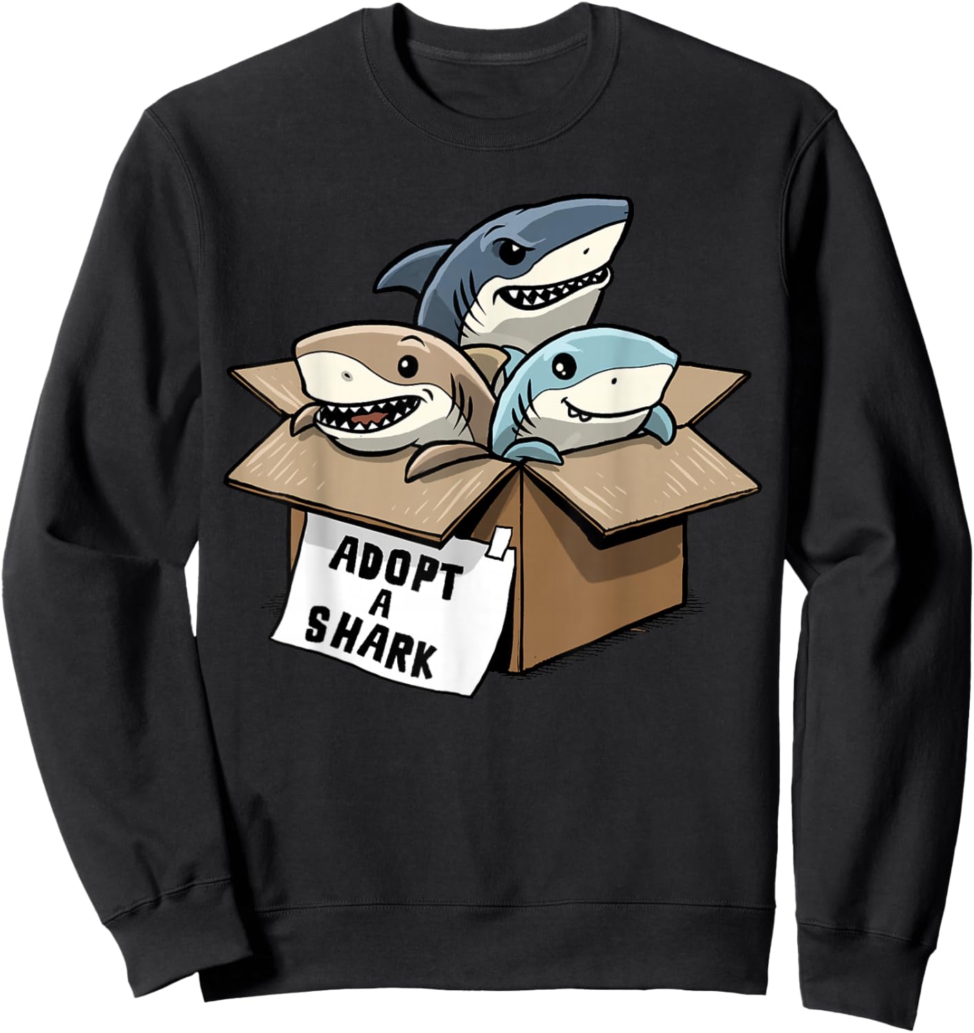 Adopt A Shark Shirt Funny Marine Biology Shark Adoption Sweatshirt - Sweatshirt | Black