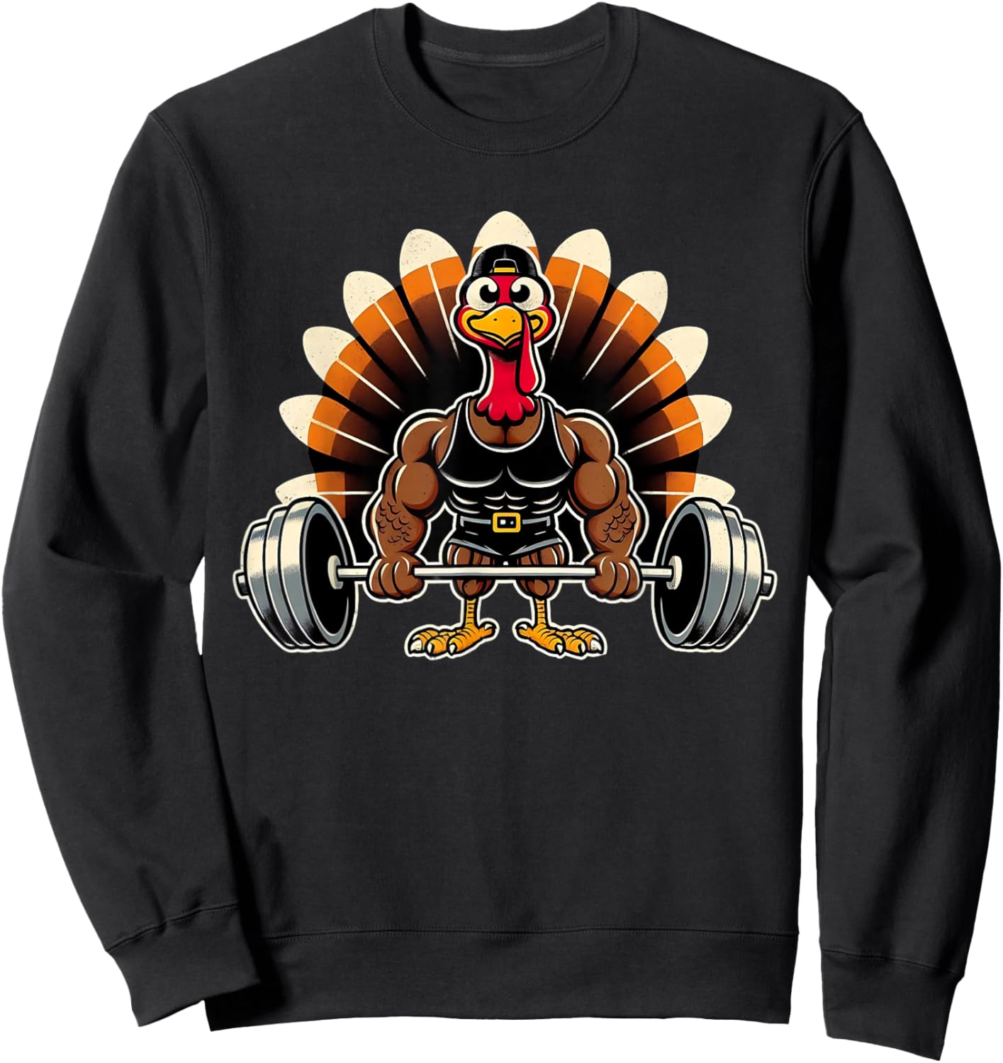 Thanksgiving Muscle Turkey Funny Leg Day Gym Body Builder Sweatshirt - Sweatshirt | Black