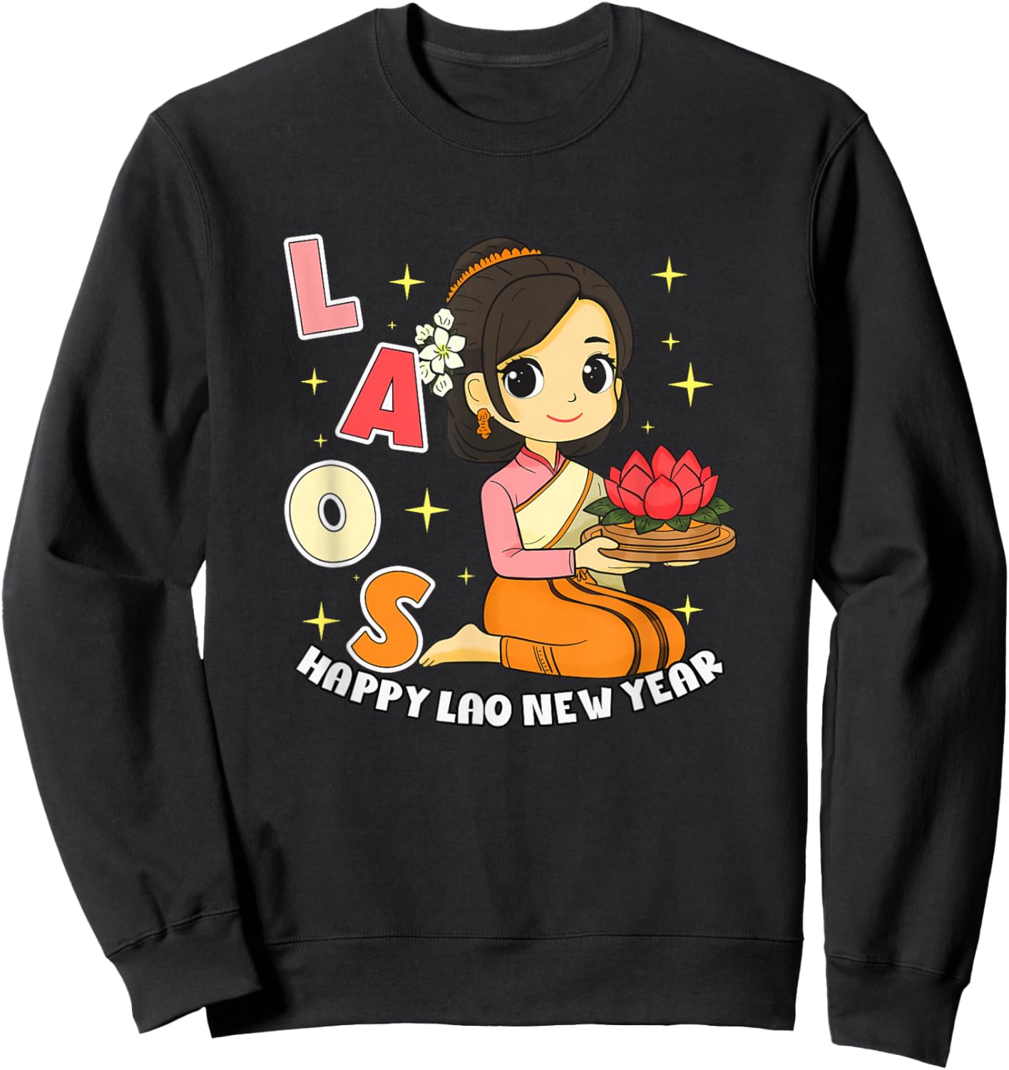 Laos Lao Laotian Happy Lao New Year Pim Mai Lao Sweatshirt - Sweatshirt | Black