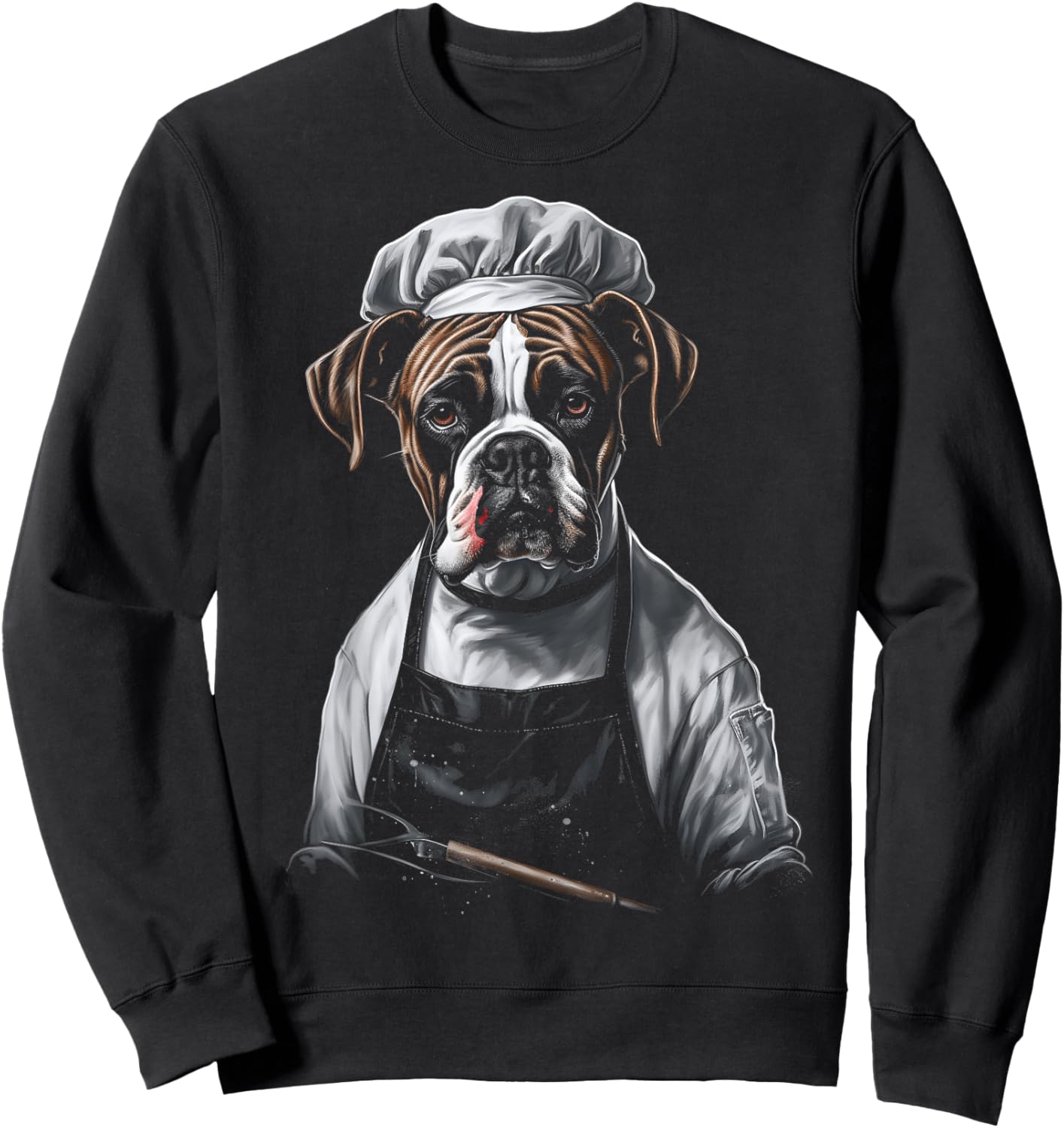 Boxer Chef Dog Dad Cooking Boxer Dog Baker Baking Cooker Men Women Kids Sweatshirt - Sweatshirt | Black