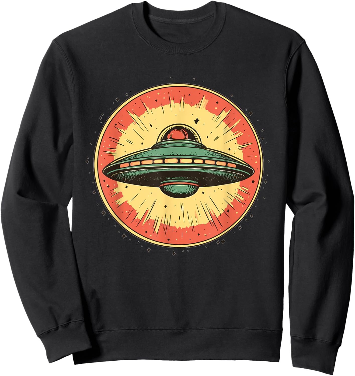 Retro UFO Spaceship Vintage Sweatshirt - Sweatshirt | Black