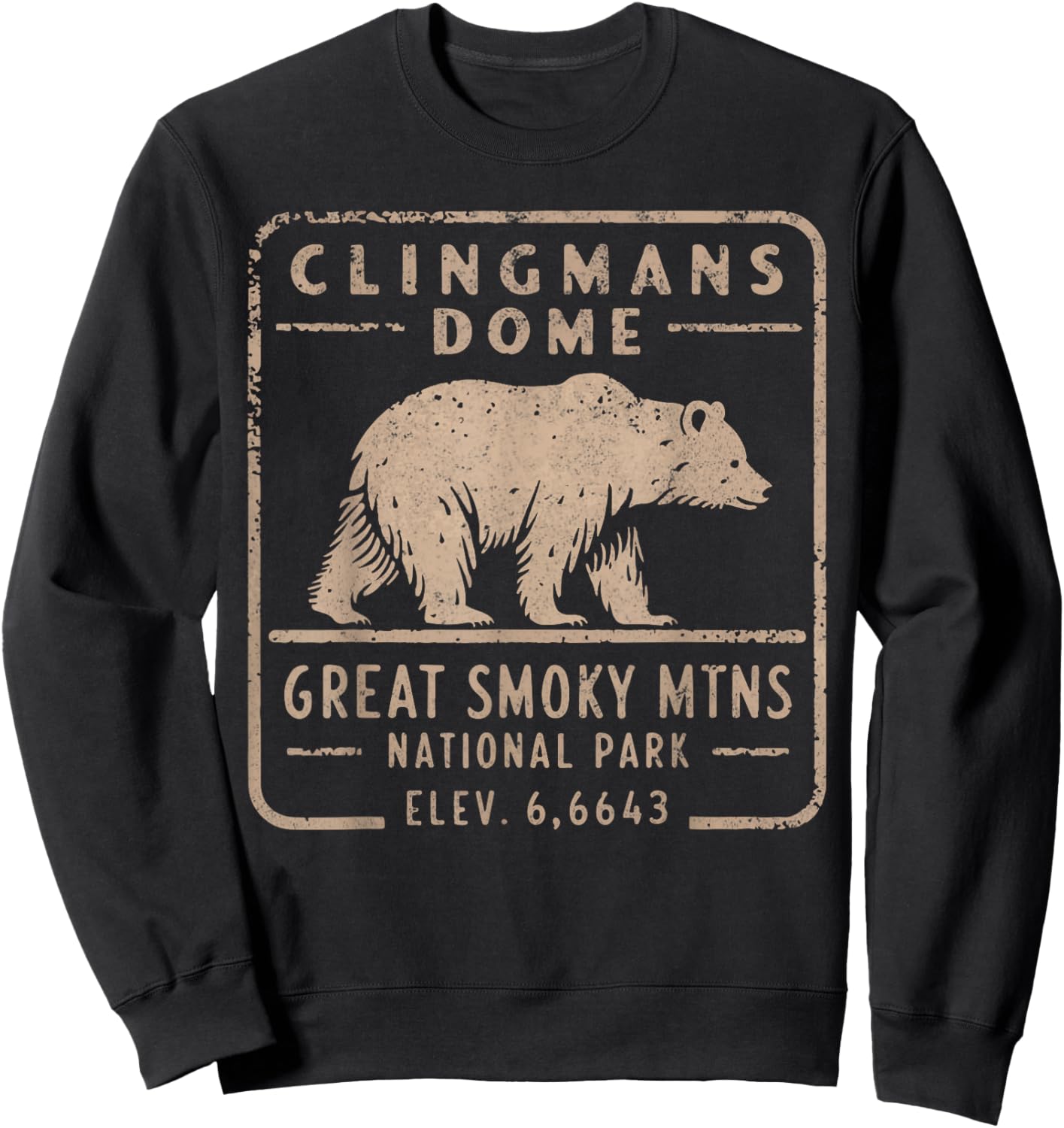 Clingmans Dome Great Smoky Mountains Bear Vintage Sweatshirt - Sweatshirt | Black