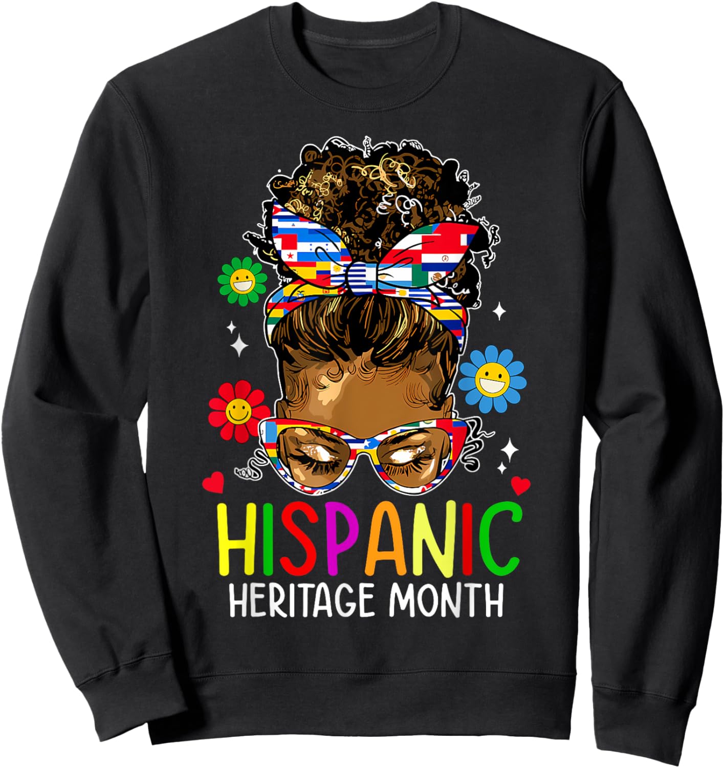 Hispanic Heritage Month Shirt Latin Teacher Women Girls Kids Sweatshirt - Sweatshirt | Black