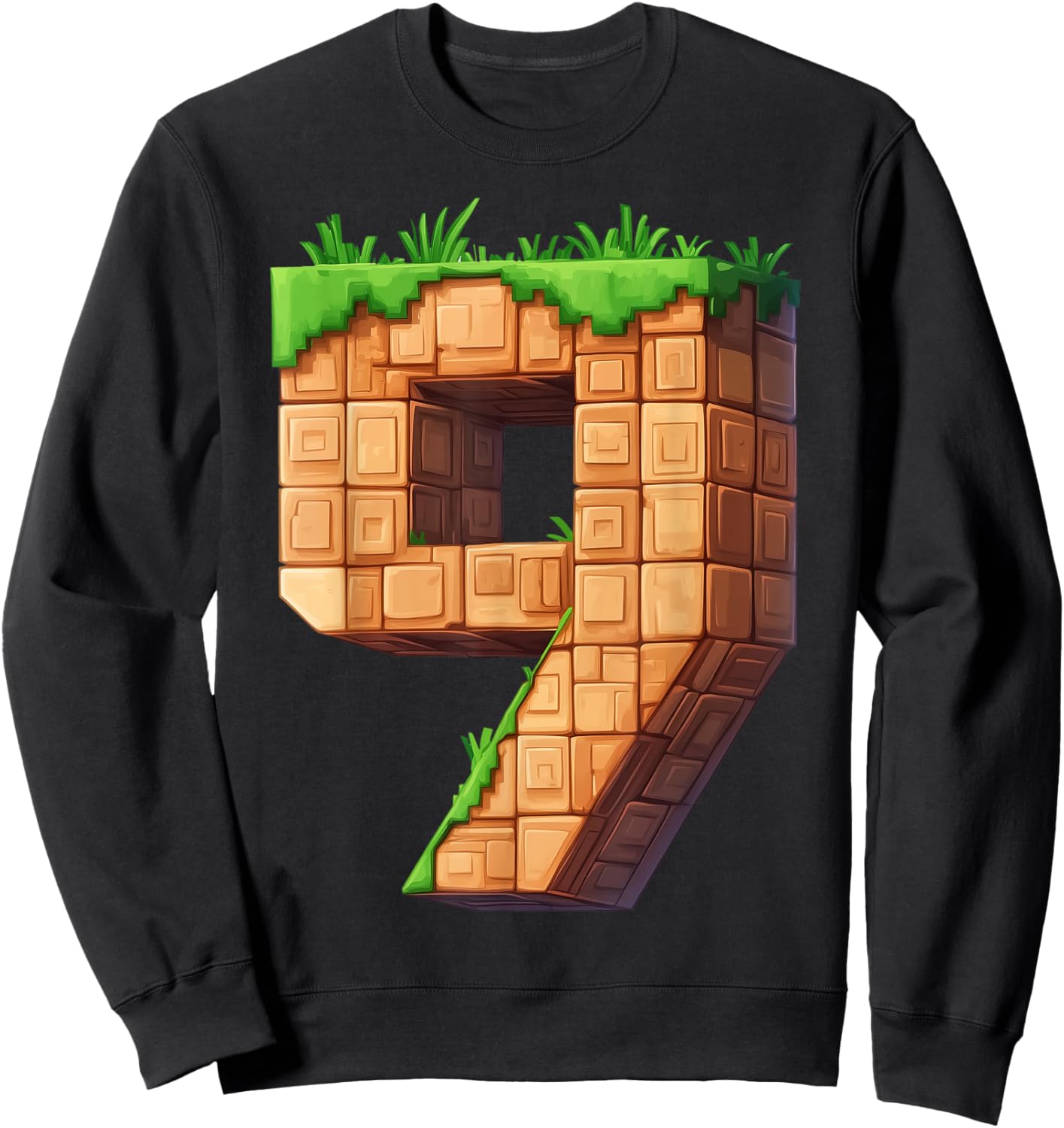 Fun 9th Birthday Number 9 Video Gamer Pixel Themed Bday Boys Sweatshirt - Sweatshirt | Black