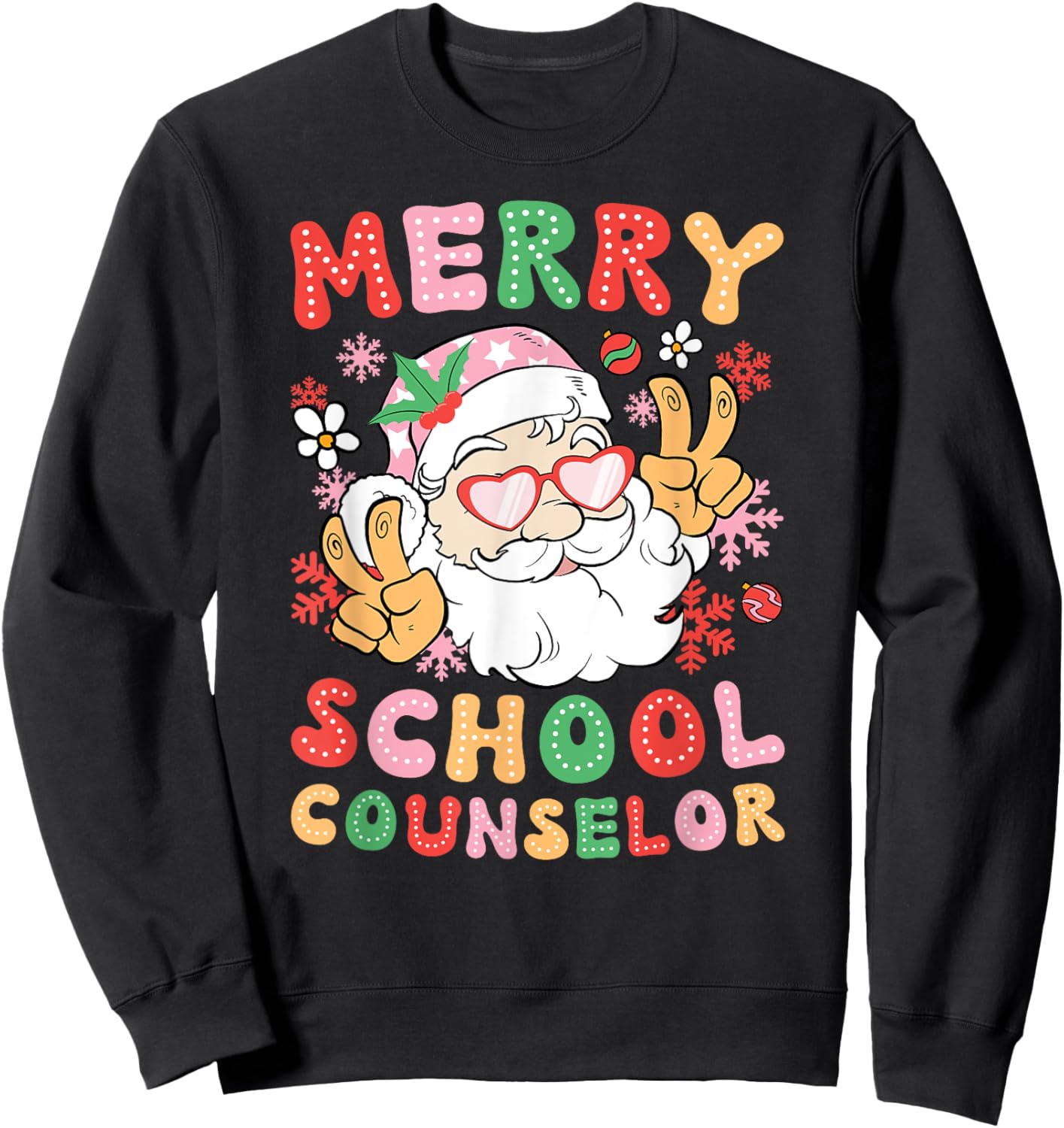 Merry School Counselor Christmas School Counseling Xmas Sweatshirt - Sweatshirt | Black