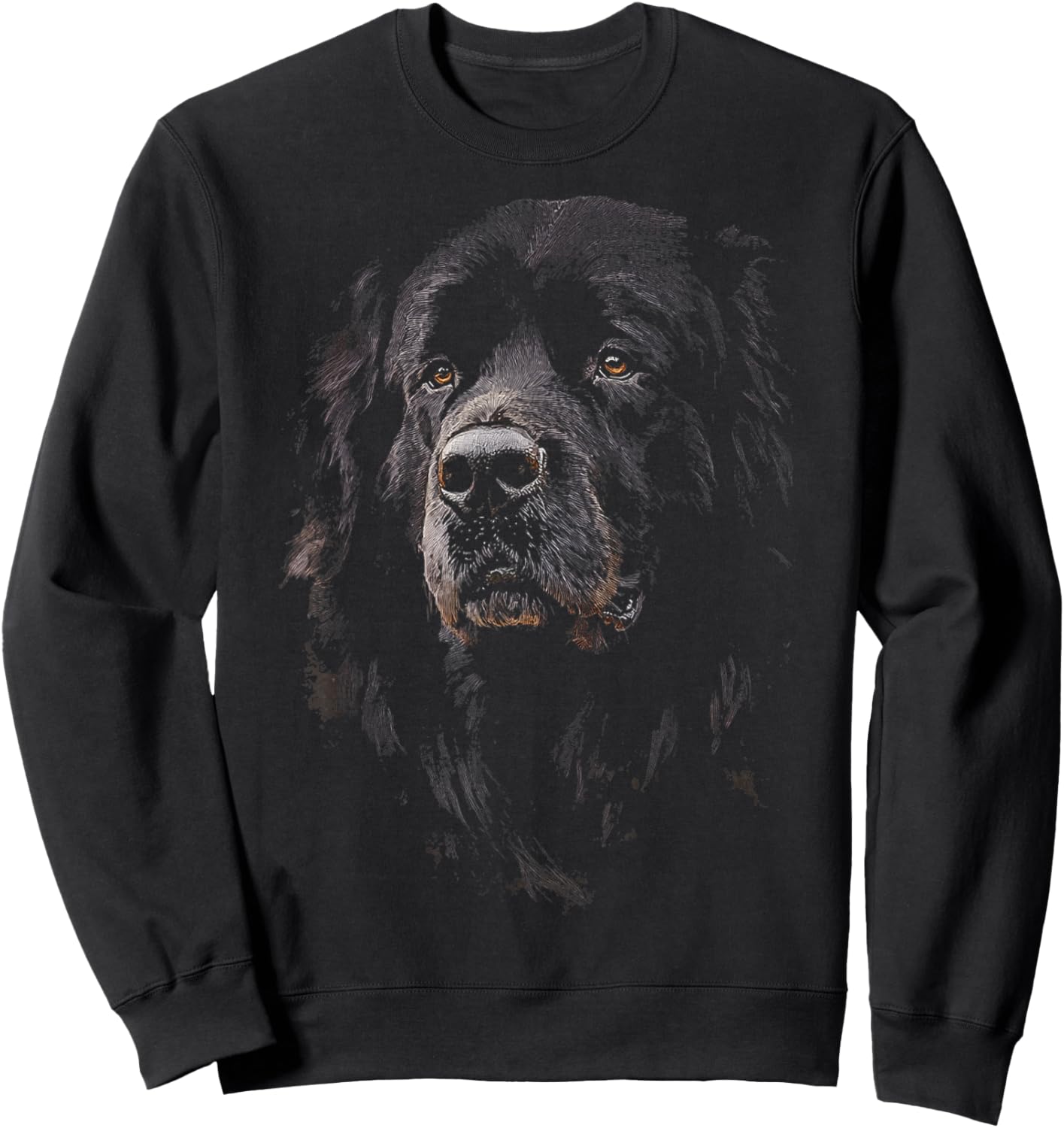 Newfoundland Dog Motif Pet Illustration Newfoundland Men Women Kids Sweatshirt - Sweatshirt | Black