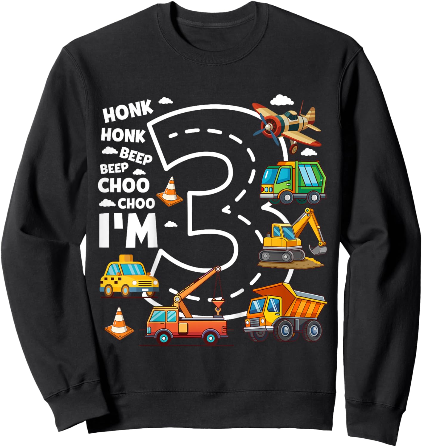 Kids 3 Year Old Transportation Birthday Boy 3rd Toddler Truck Car Sweatshirt - Sweatshirt | Black