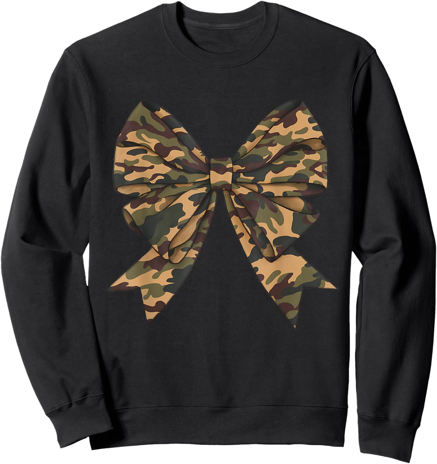 Camo Coquette Bow Duck Hunting Girls Kids Women Hunter Sweatshirt - Sweatshirt | Black