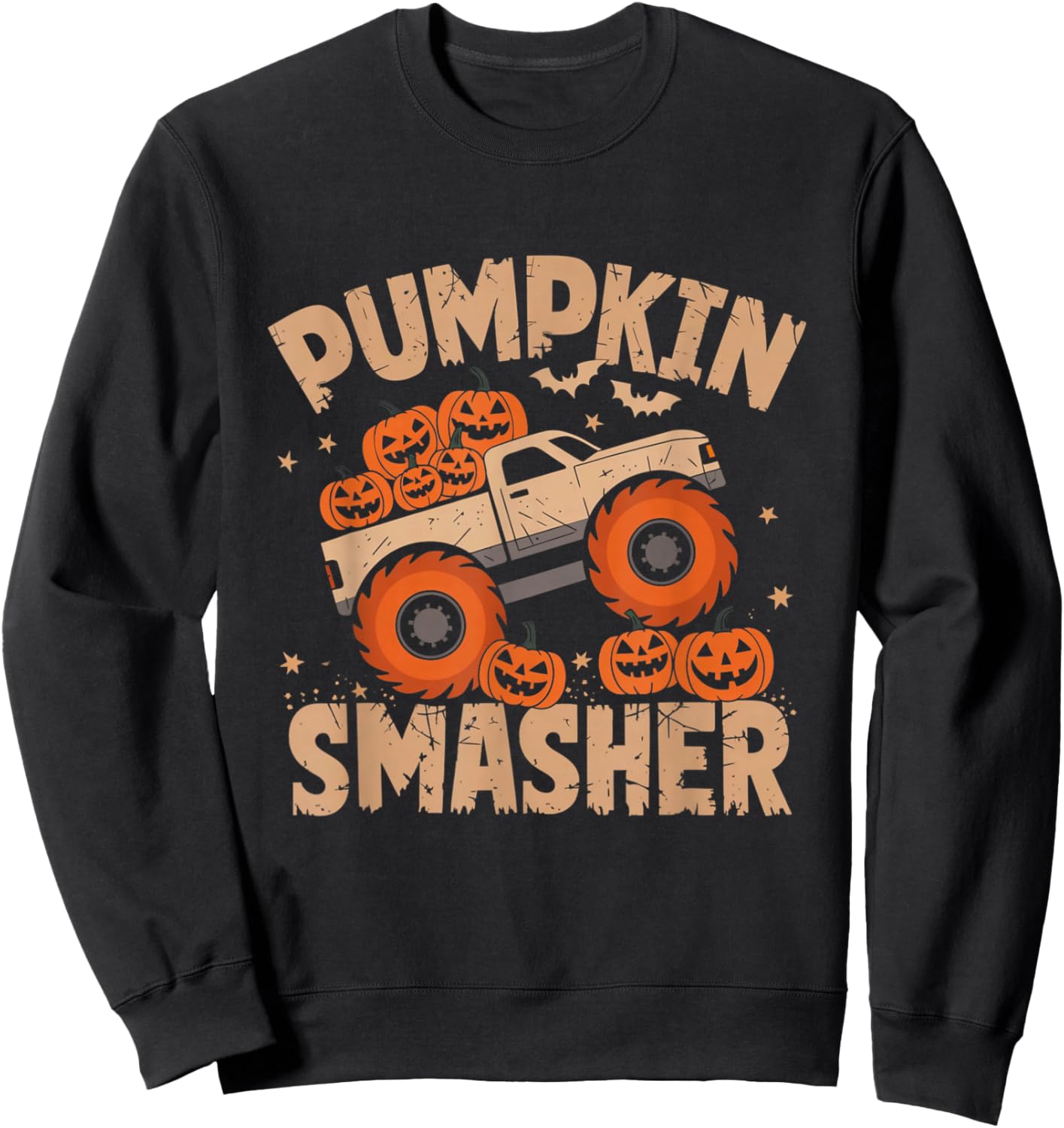 Pumpkin Smasher Monster Truck Halloween Toddler Kids Sweatshirt - Sweatshirt | Black