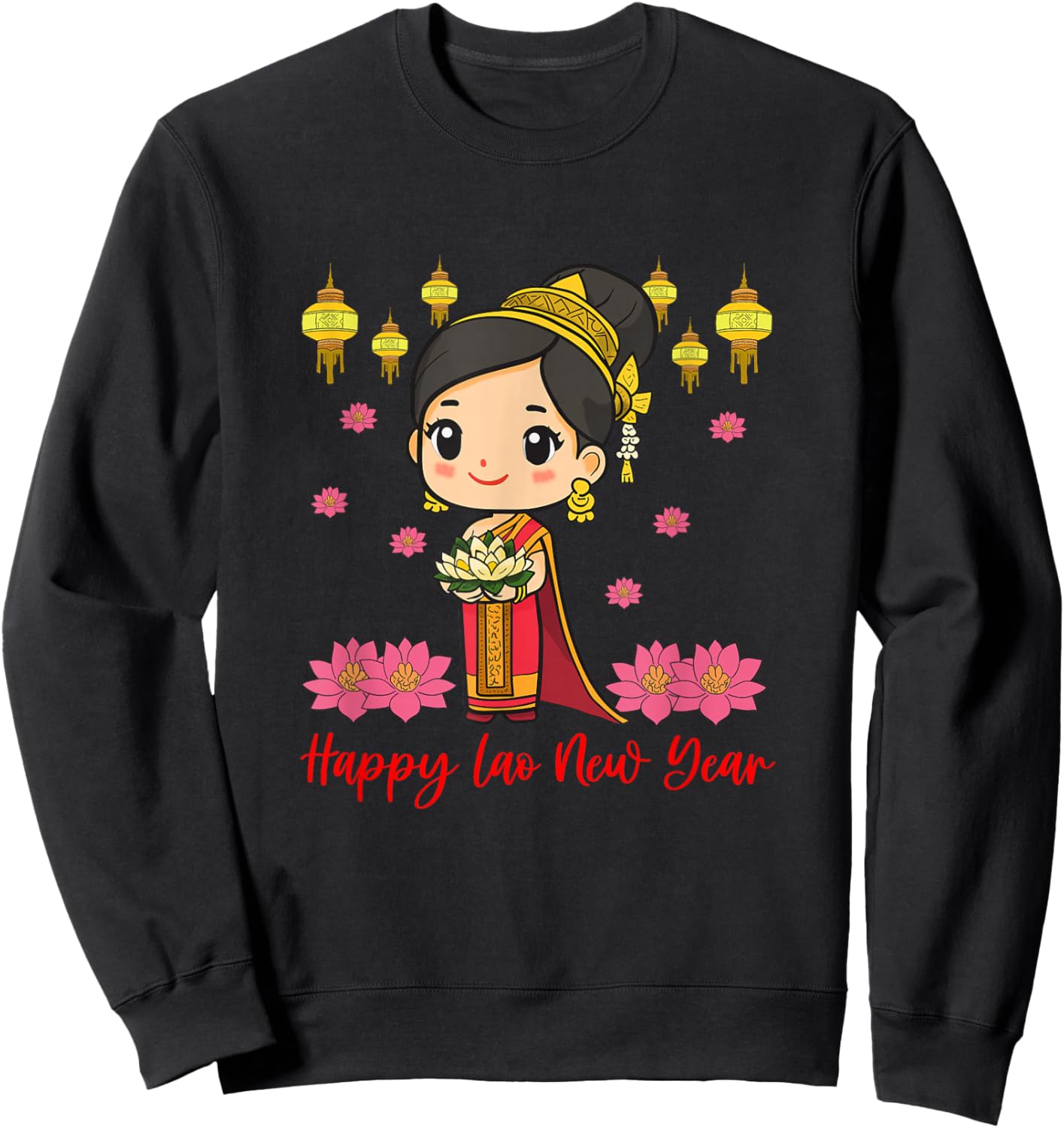 Laos Lao Laotian Happy Lao New Year Pim Mai Lao Sweatshirt - Sweatshirt | Black