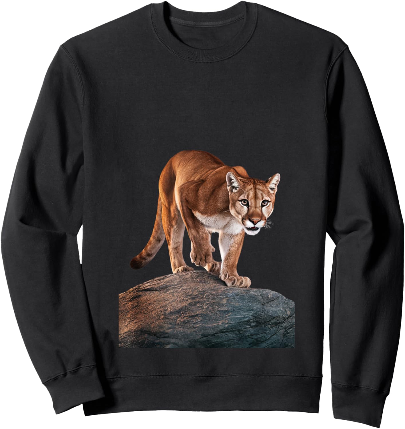 Mountain Lion on The Hunt and About to Pounce Sweatshirt - Sweatshirt | Black