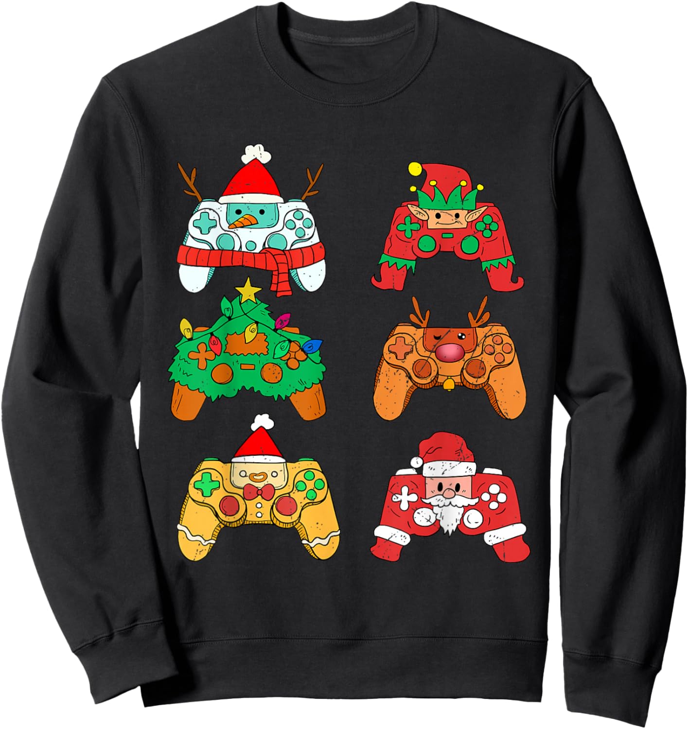 Video Game Christmas Santa Elf Gaming Controllers Gamer Boys Sweatshirt - Sweatshirt | Black