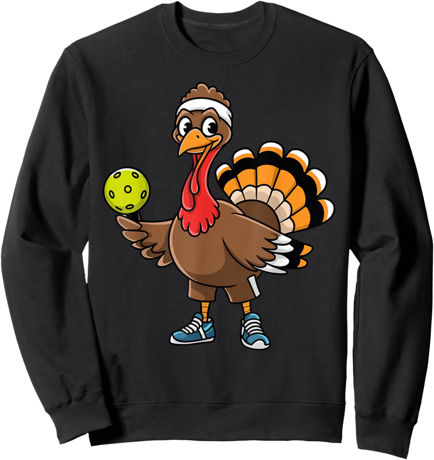 Dabbing Pickleball Turkey Funny Thanksgiving Pickleball Sweatshirt - Sweatshirt | Black