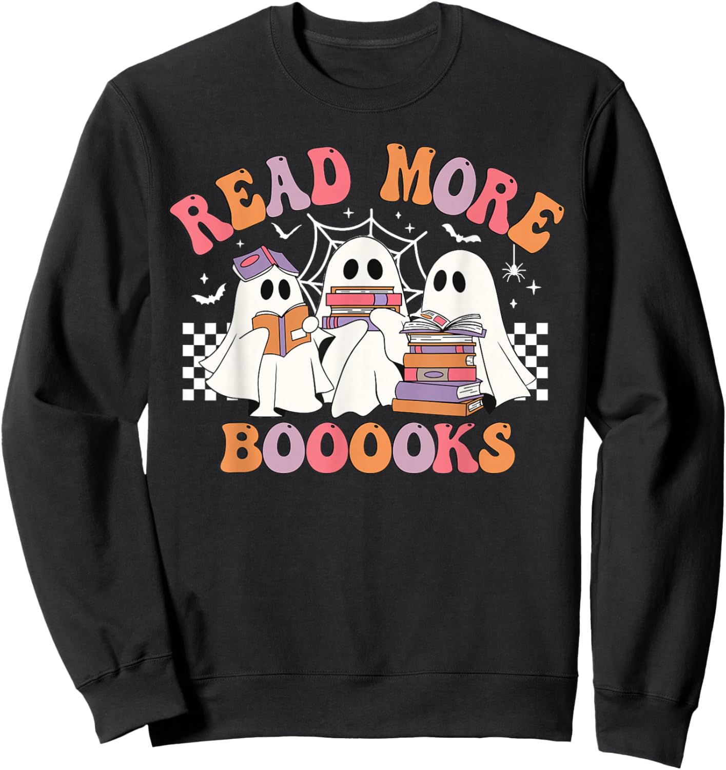Cute Read More Booooooks Ghost Read More Books Halloween Sweatshirt - Sweatshirt | Black